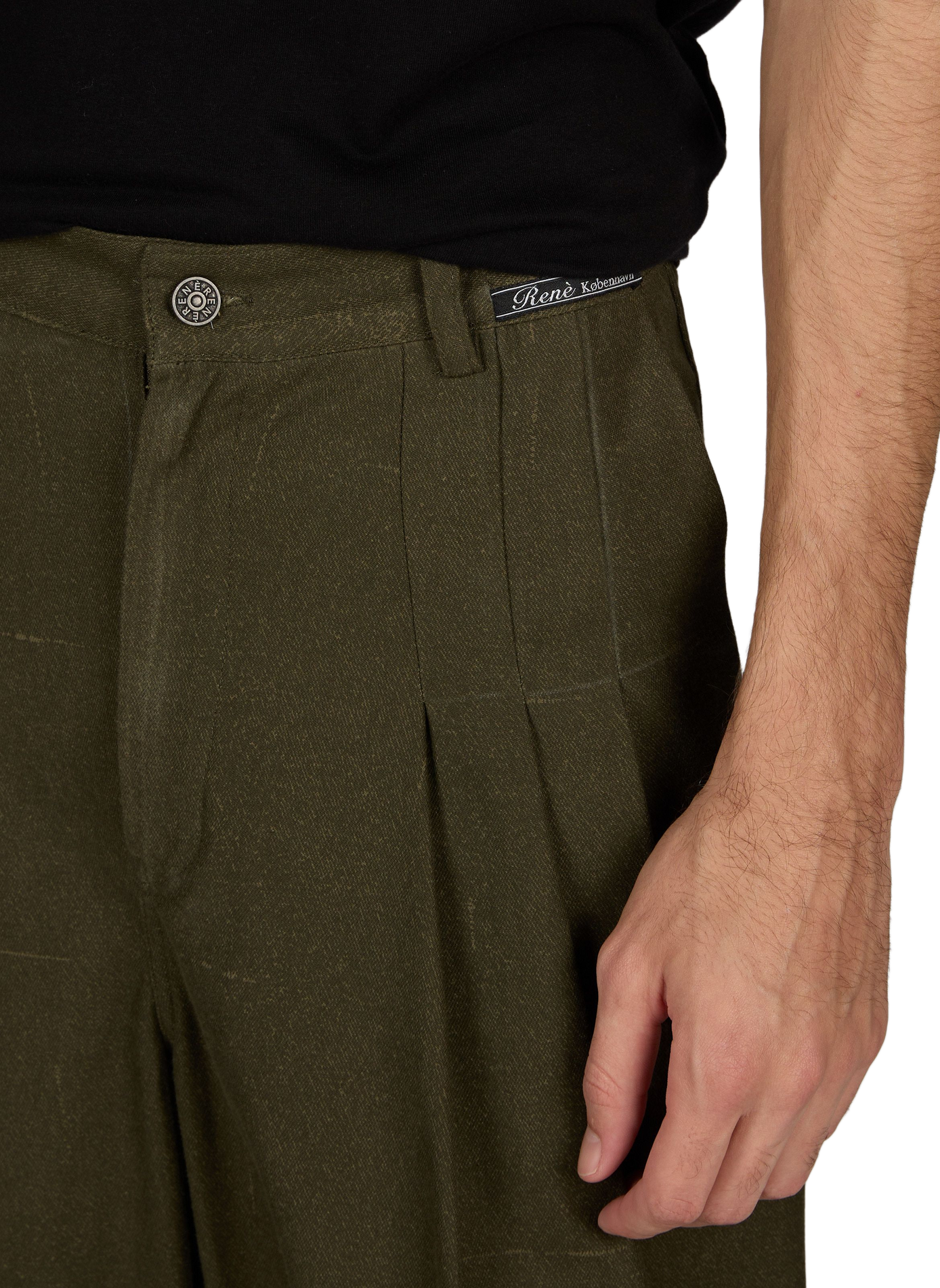 Plain wide-leg trousers with gathers RENÈ Green