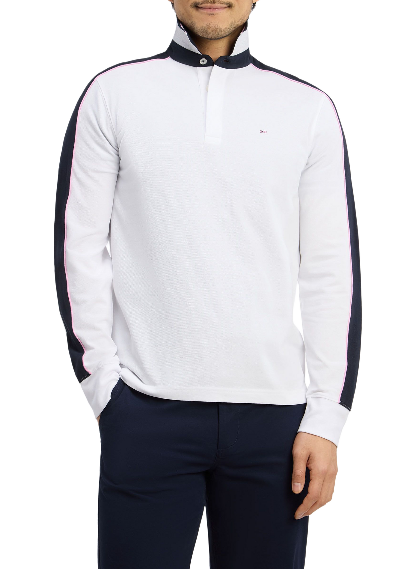 Polo manches longues en coton EDEN PARK White