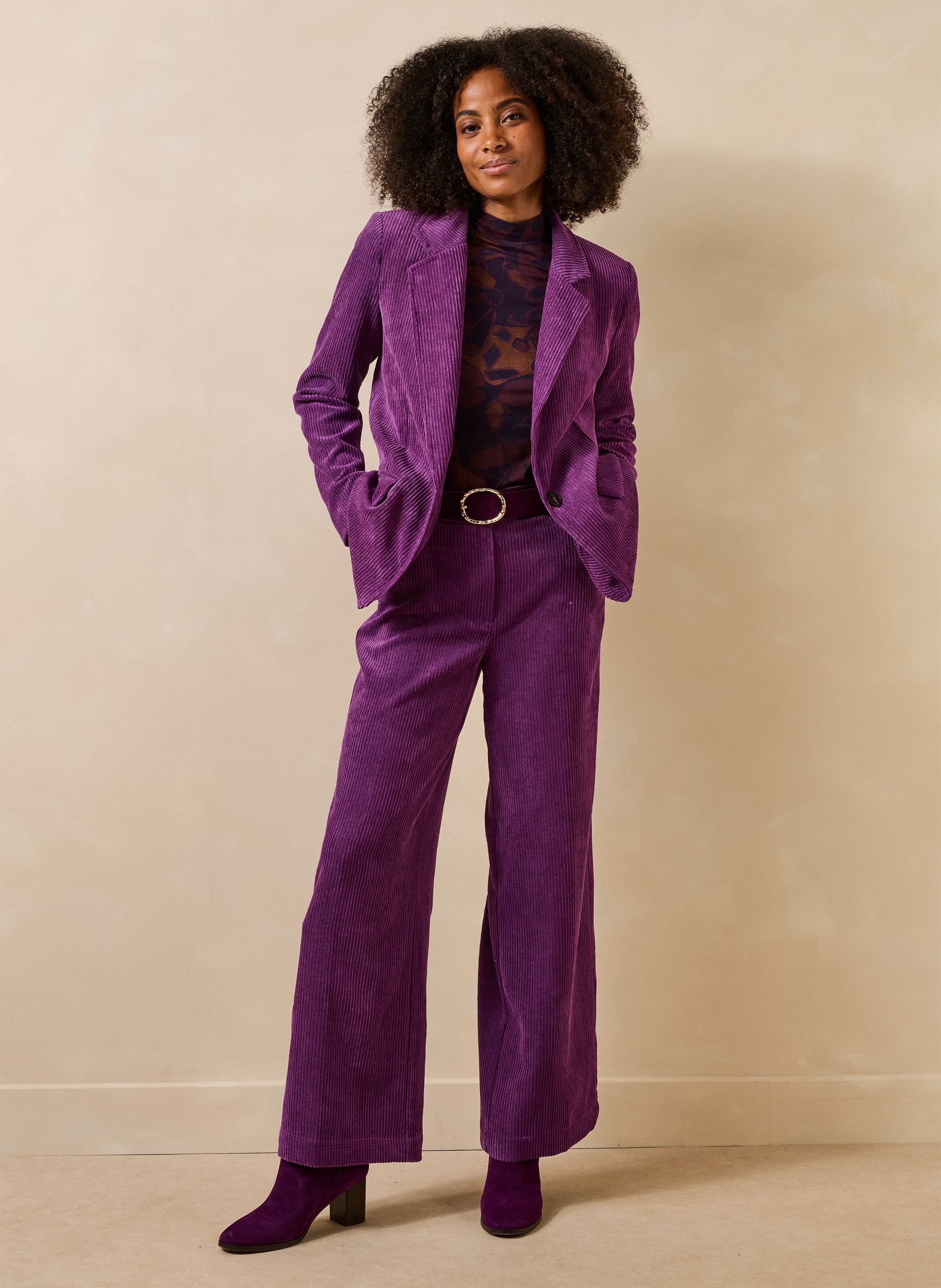 Recht gesneden blazer van ribfluweel LA FEE MARABOUTEE Paars