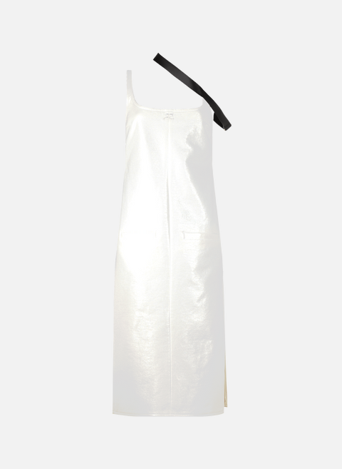 فستان متوسط ​​الطول من الفينيل باللون الأبيضCOURREGES 