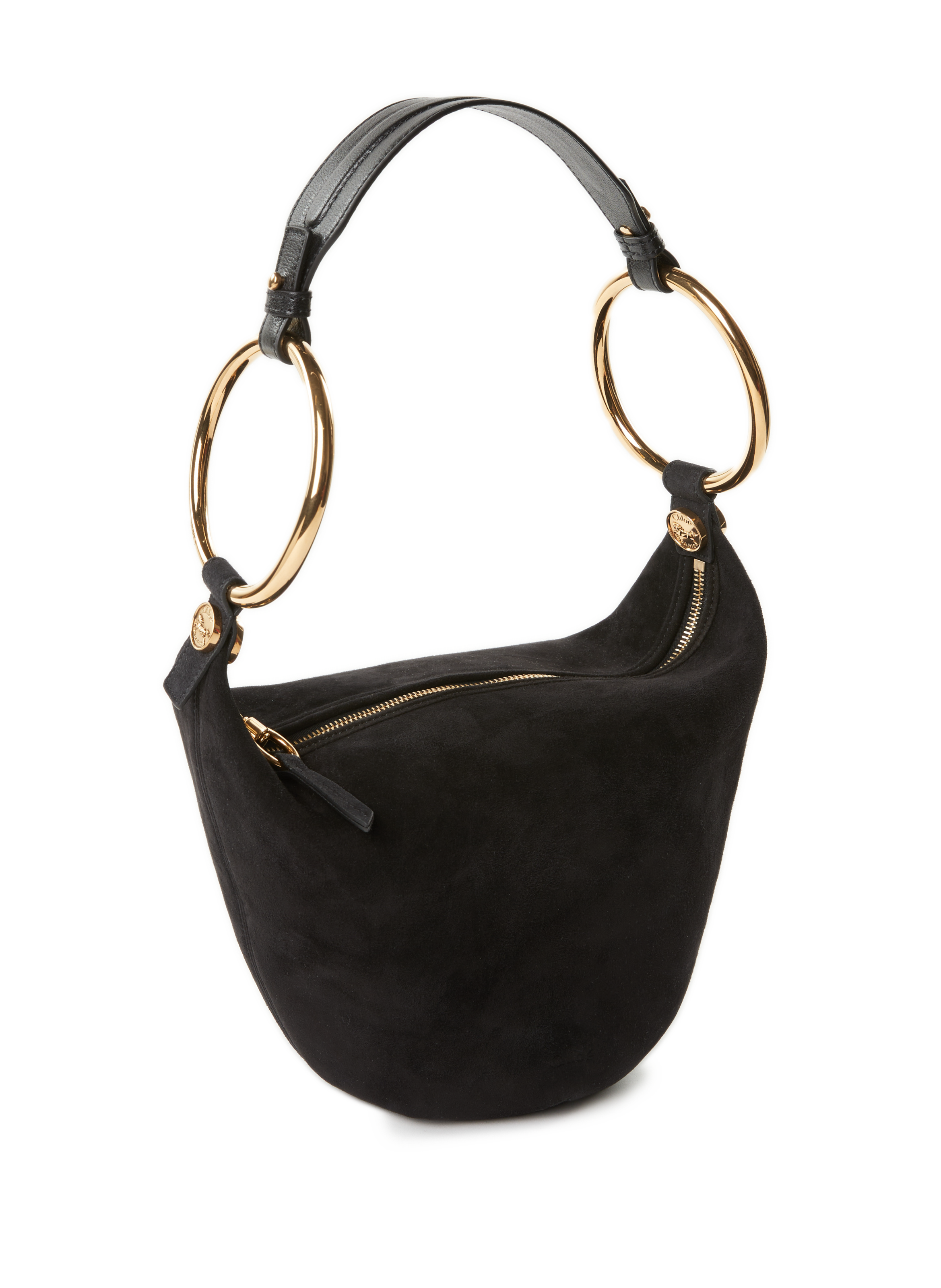 Petit sac à main porté épaule en cuir suédé CHLOÉ Noir