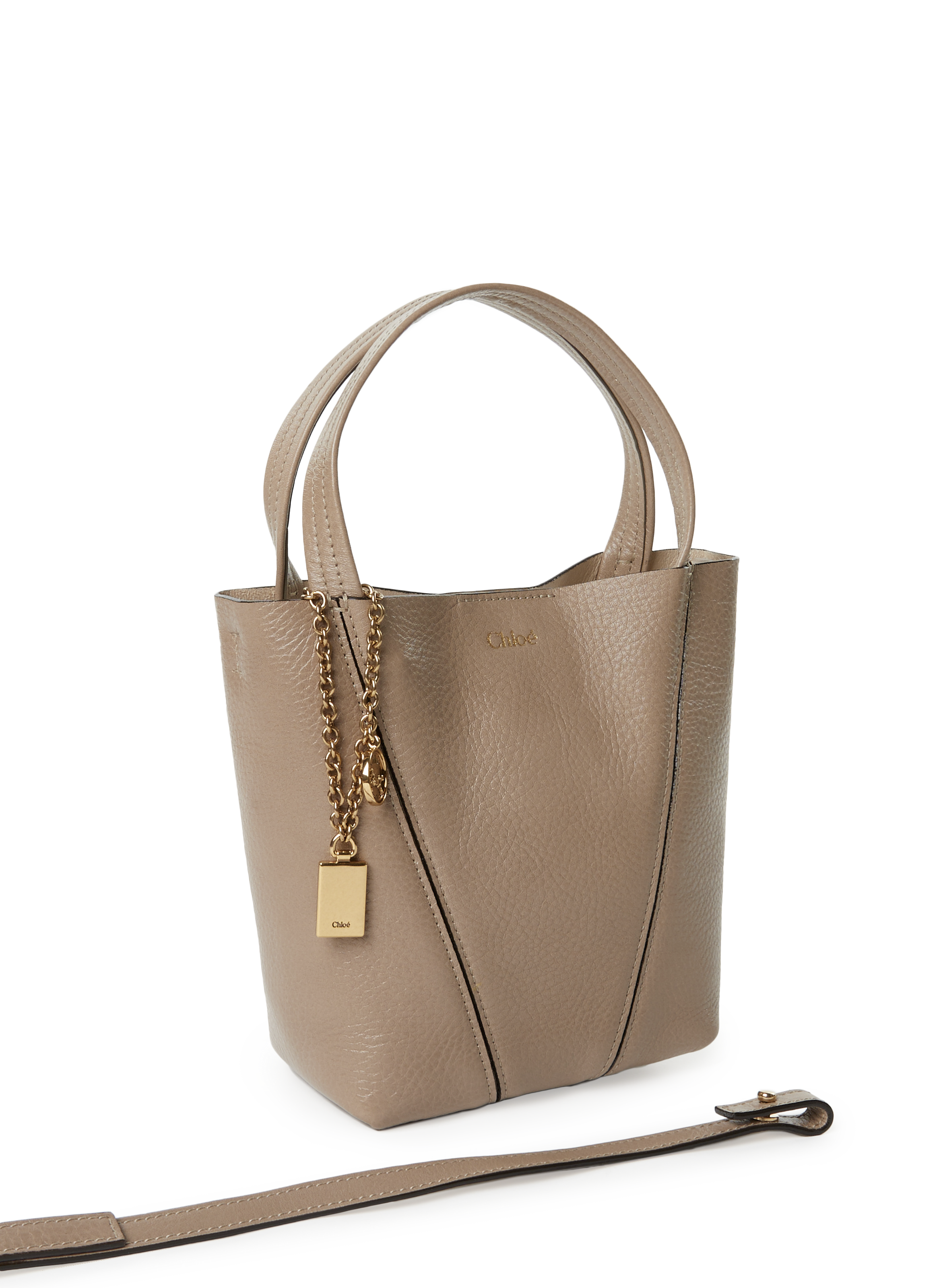 Sac à main Spin en cuir de veau CHLOÉ Gris