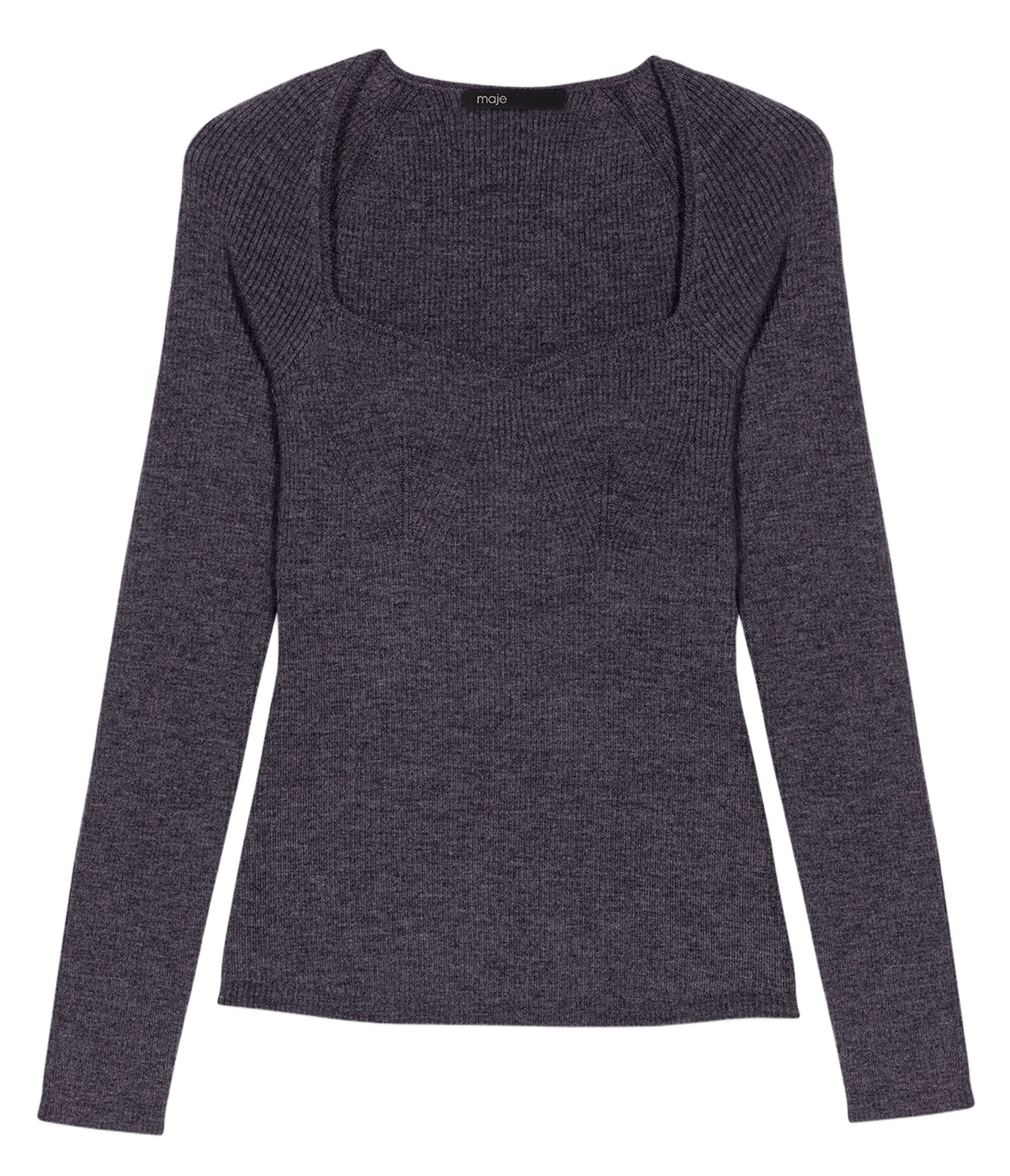 Pull col cœur en laine mélangée Gris