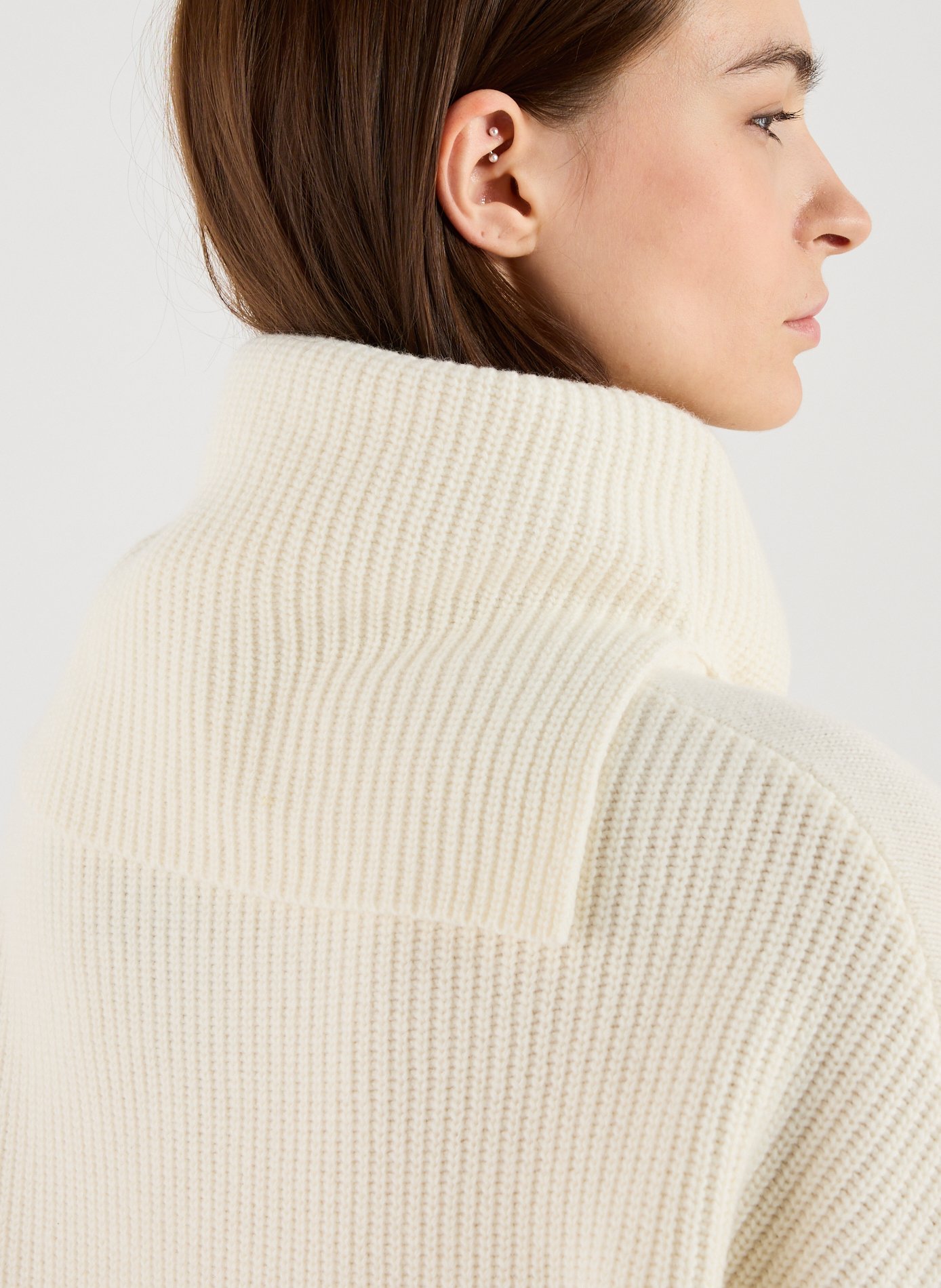 Pull large en coton et cachemire mélangés SANDBEIGE Blanc