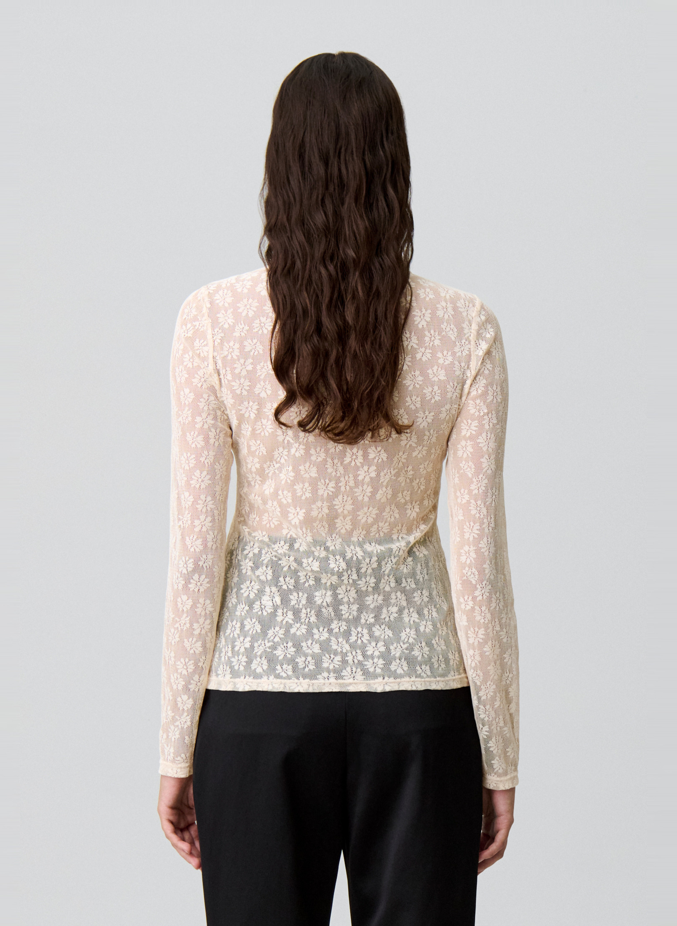 Top en dentelle col rond blaire CLAUDIE PIERLOT Beige