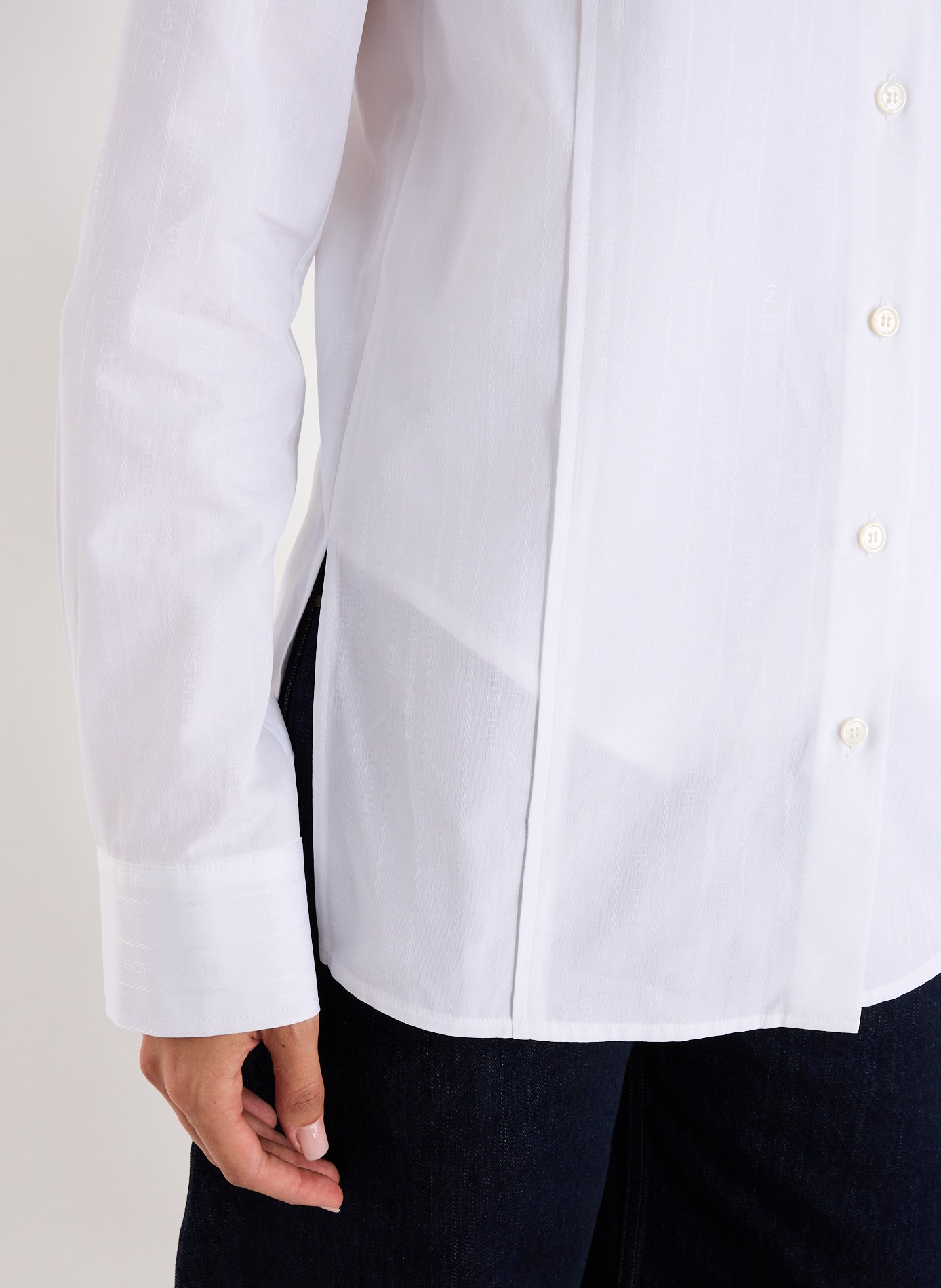 Straight embroidered cotton shirt EENK White