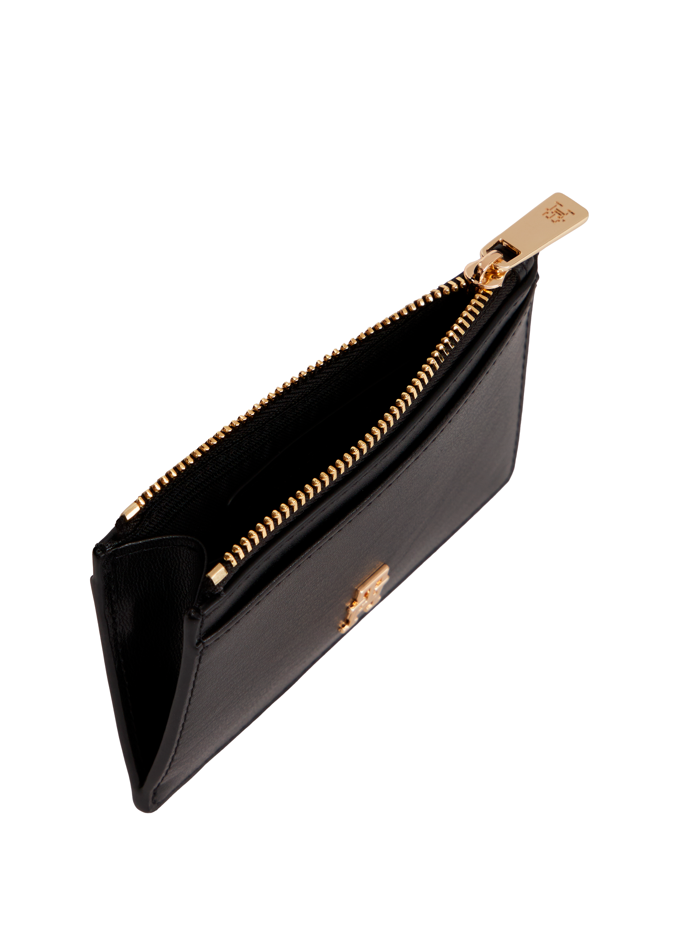 Porte-cartes zippé à logo effet cuir TOMMY HILFIGER Noir