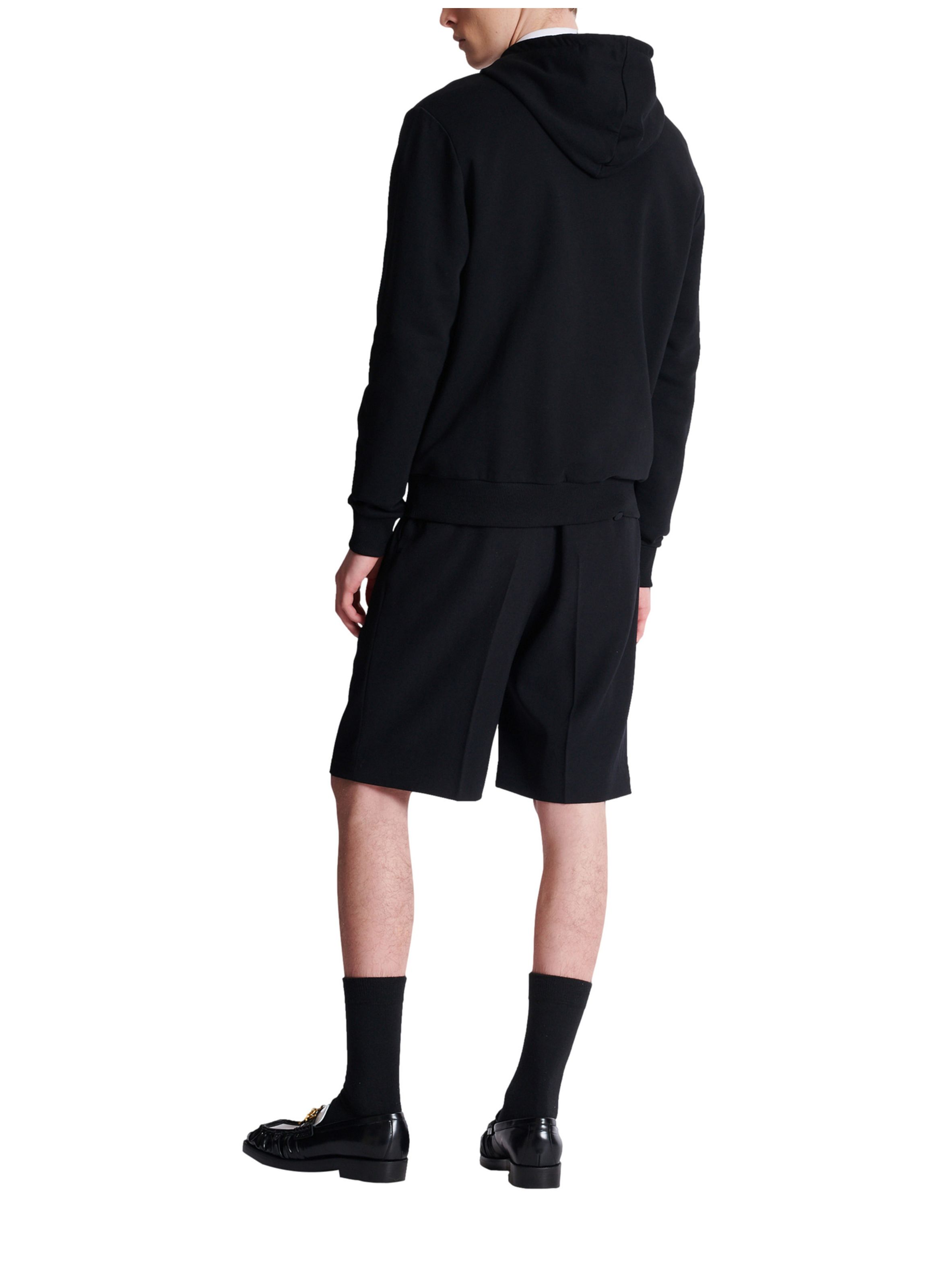 Hoodie en coton à imprimé BALMAIN Noir