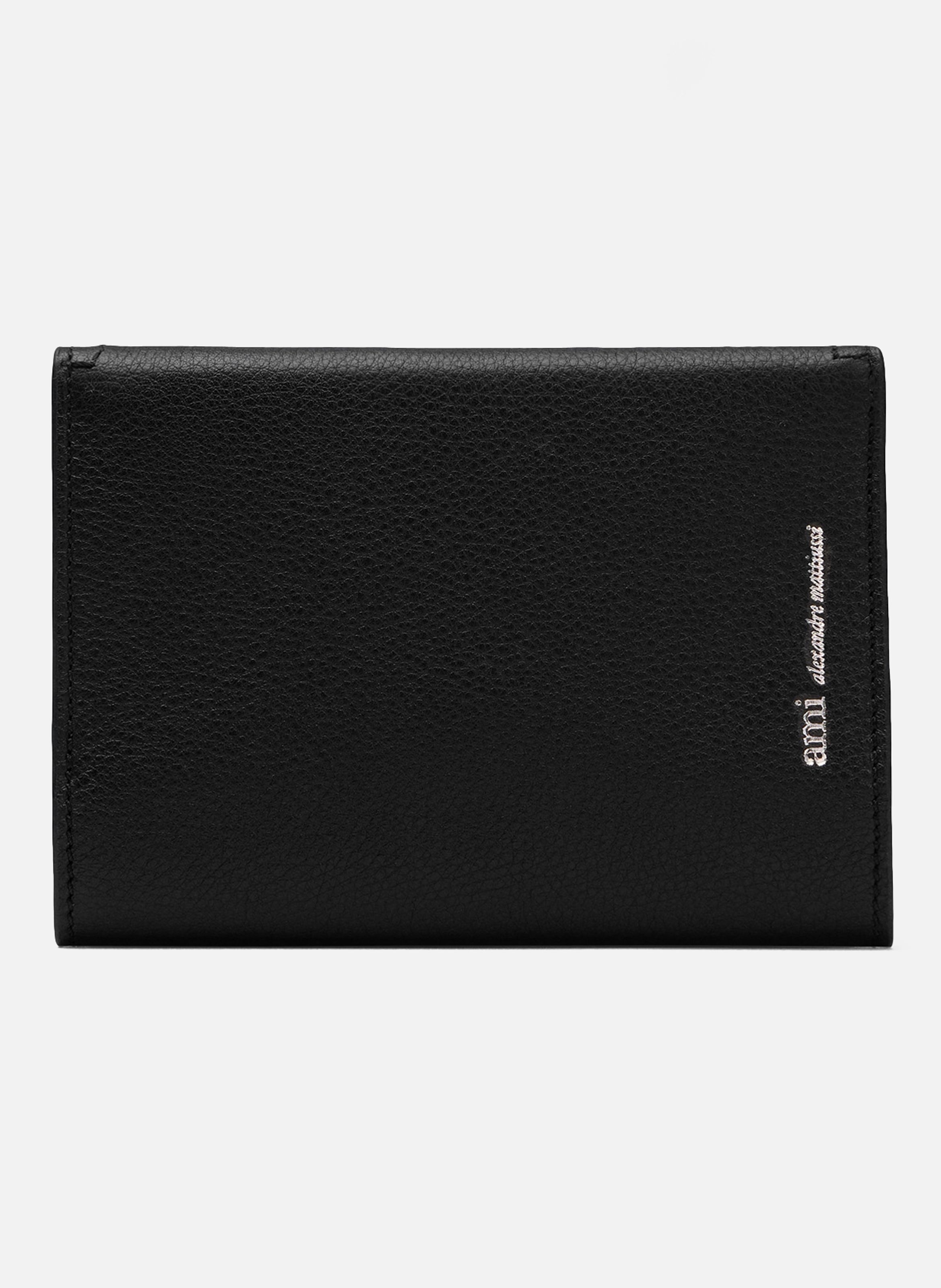 Porte passeport enveloppe etienne unisexe en cuir de taurillon AMI PARIS Noir