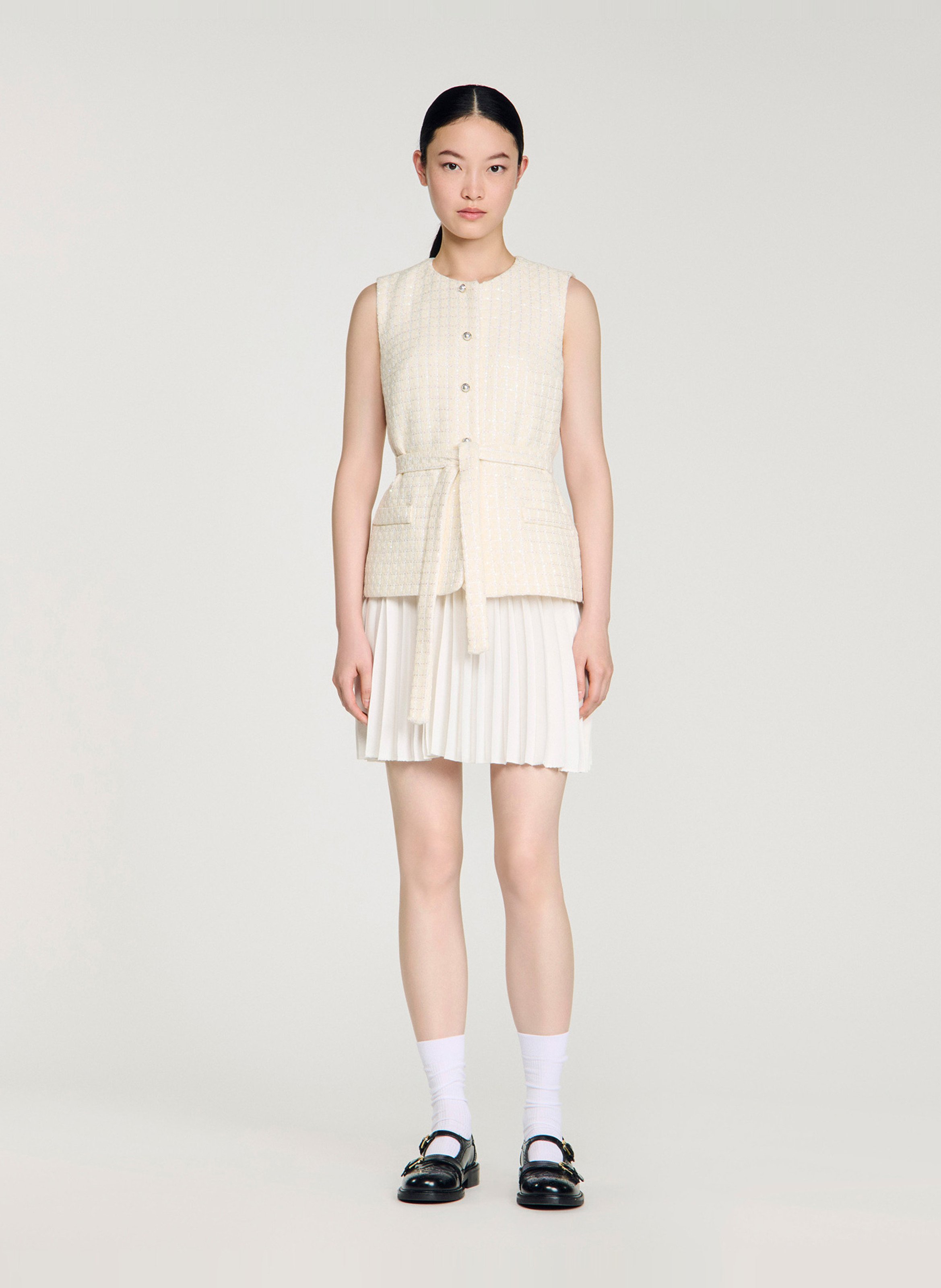 Robe courte col rond SANDRO Beige