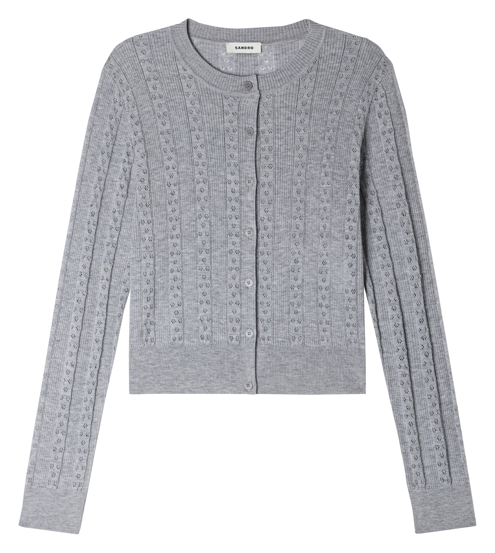 Gilet droit col rond en laine SANDRO Gris