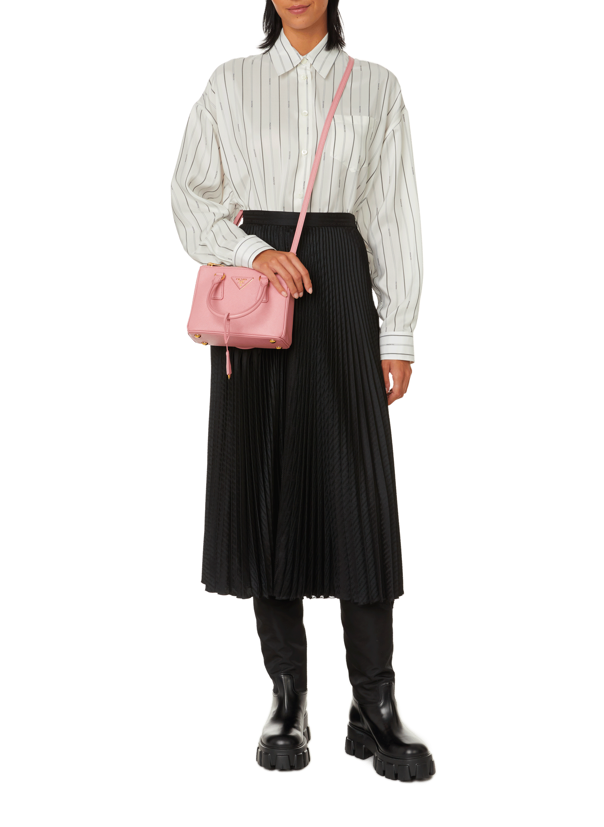 Striped shirt with logo PRADA Beige