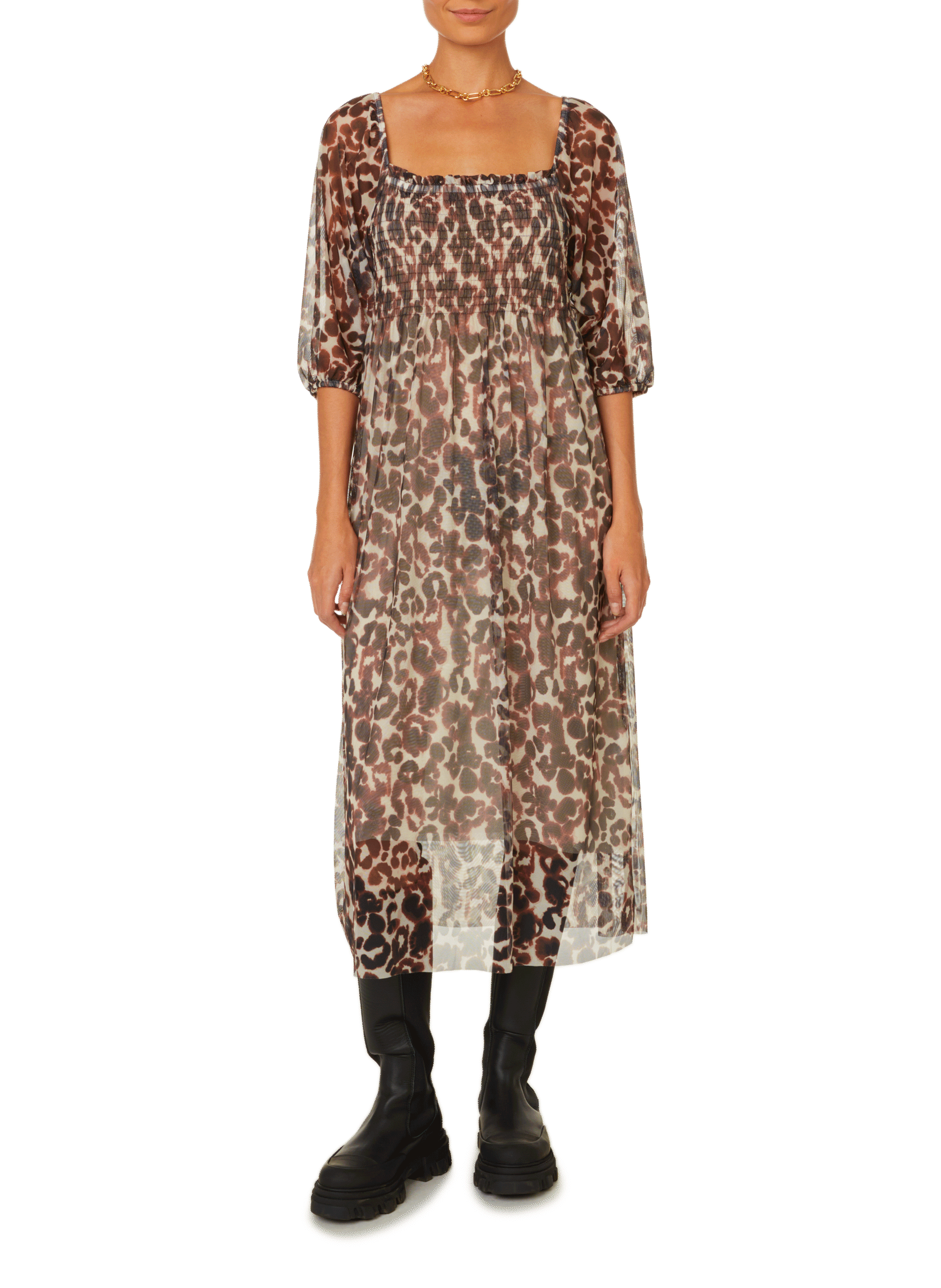 Juditta mesh midi dress BAUM UND PFERDGARTEN Brown