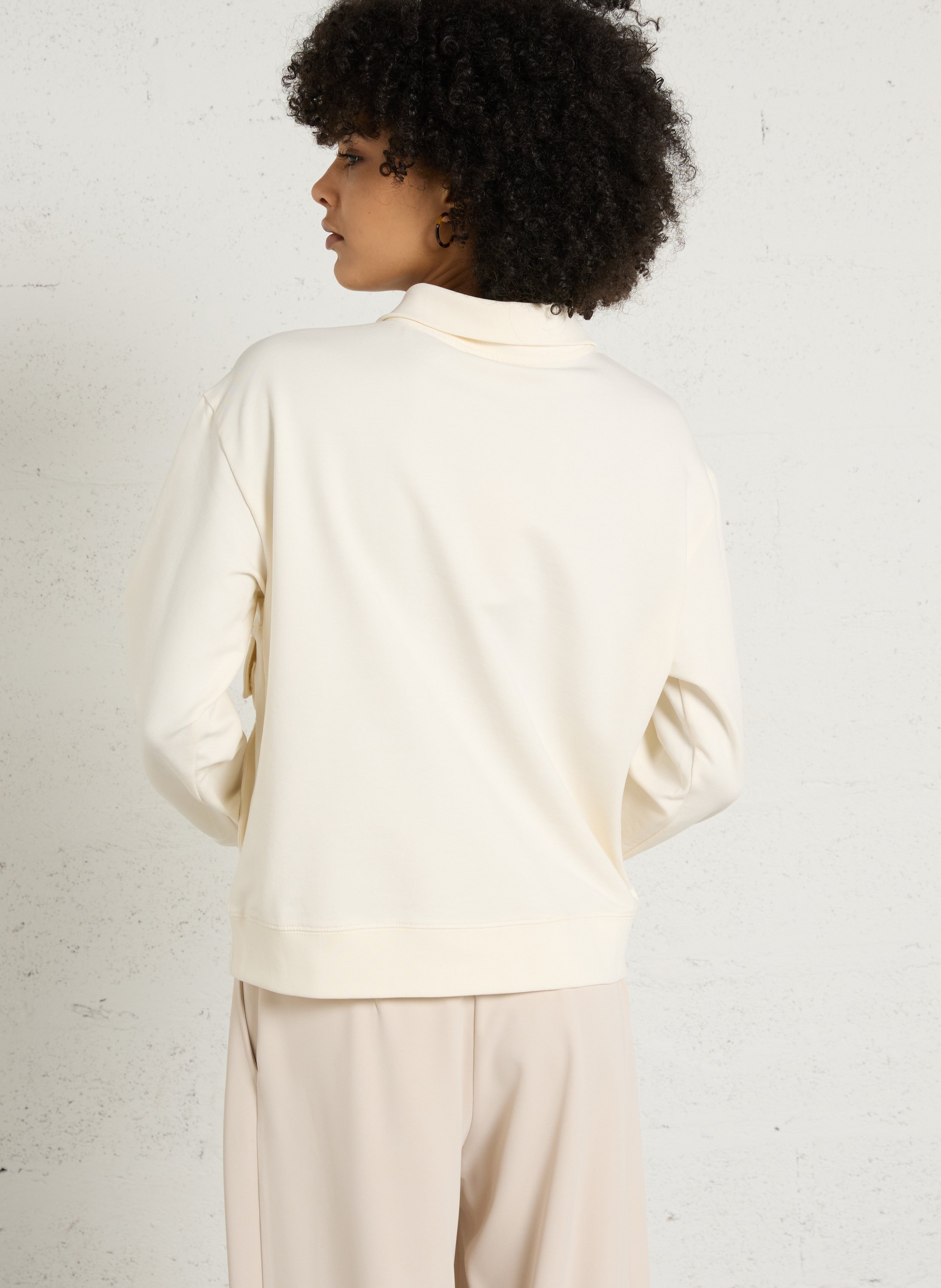 Sweat col polo en coton mélangé Limon MAISON 123 Beige