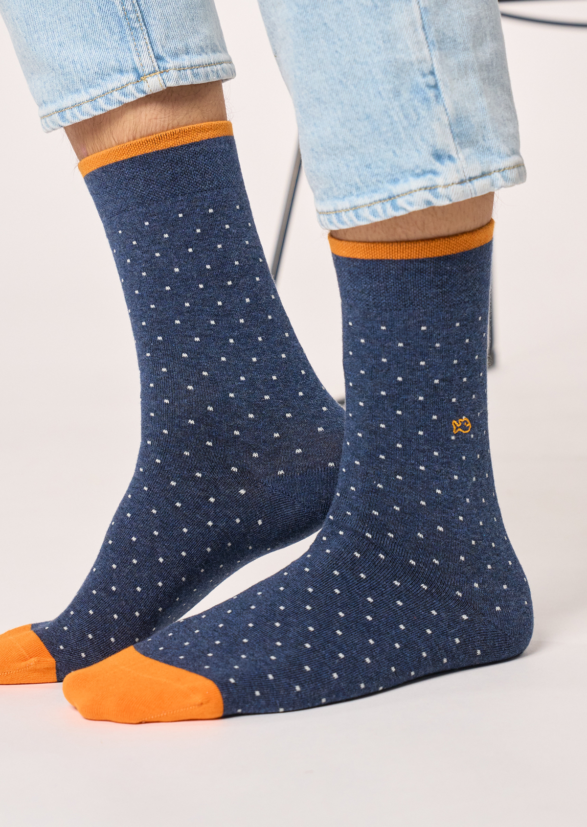 Chaussettes en coton peigné à pois BILLYBELT Bleu