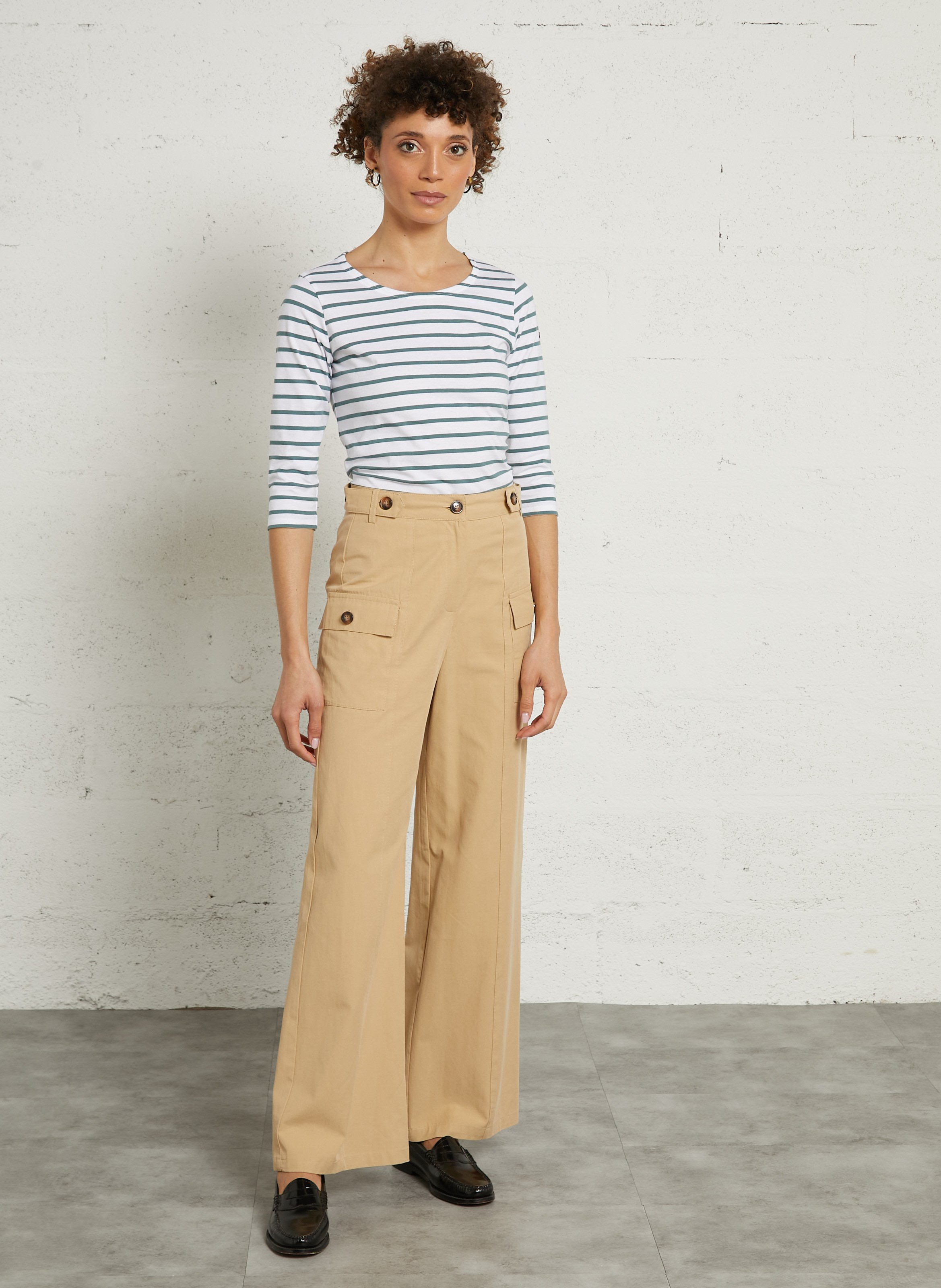 Tee-shirt droit col rond en coton ARMOR-LUX Blanc