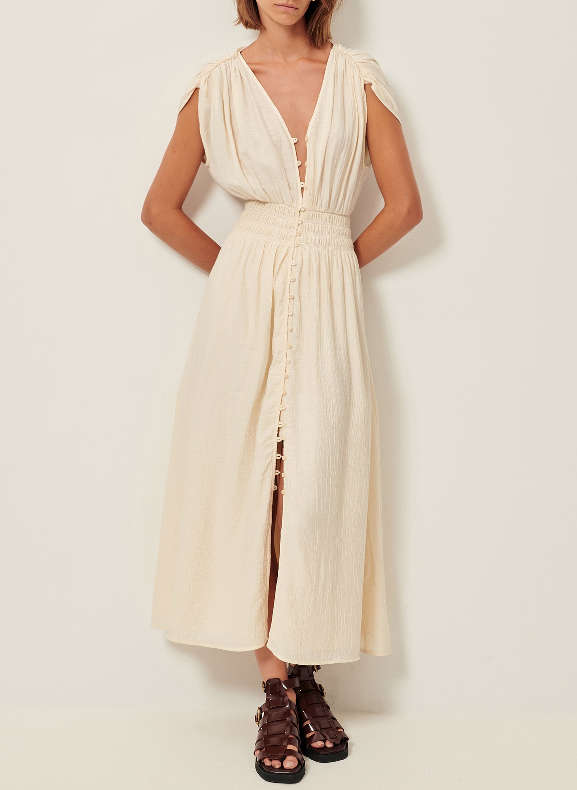 Robe chemise droite galiane SESSUN Beige