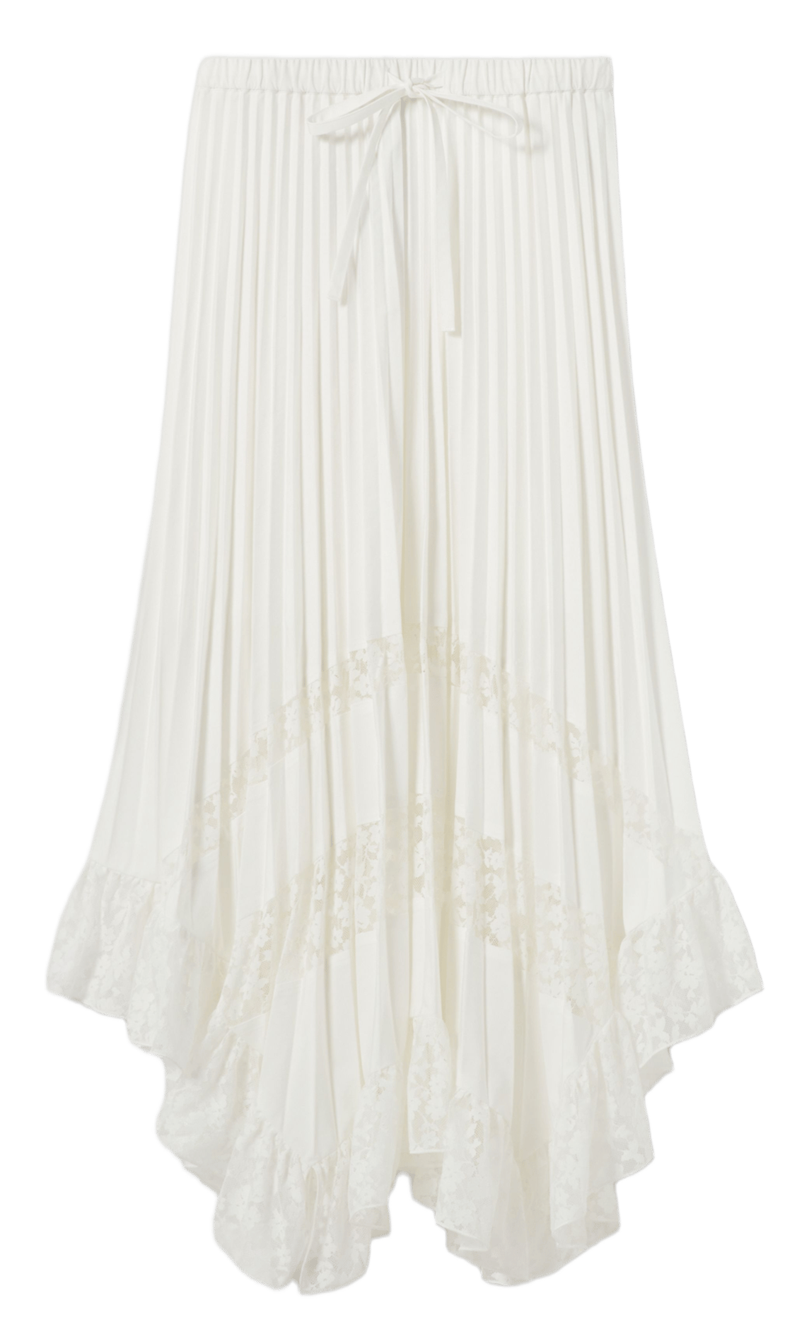 Jupe longue plissée à dentelle CLAUDIE PIERLOT Beige