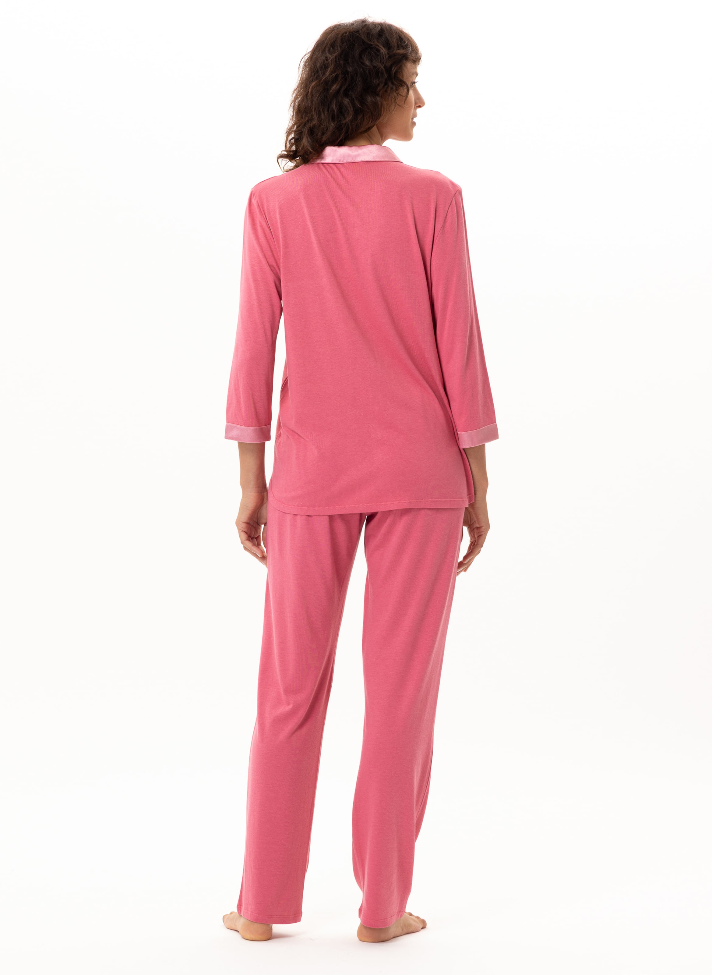 Pyjama boutonné en coton modal mily 206 LE CHAT Rose