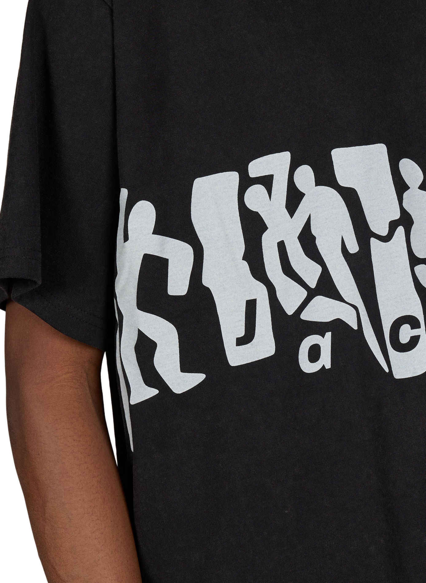 T-shirt droit imprimé en coton JACKER. Noir