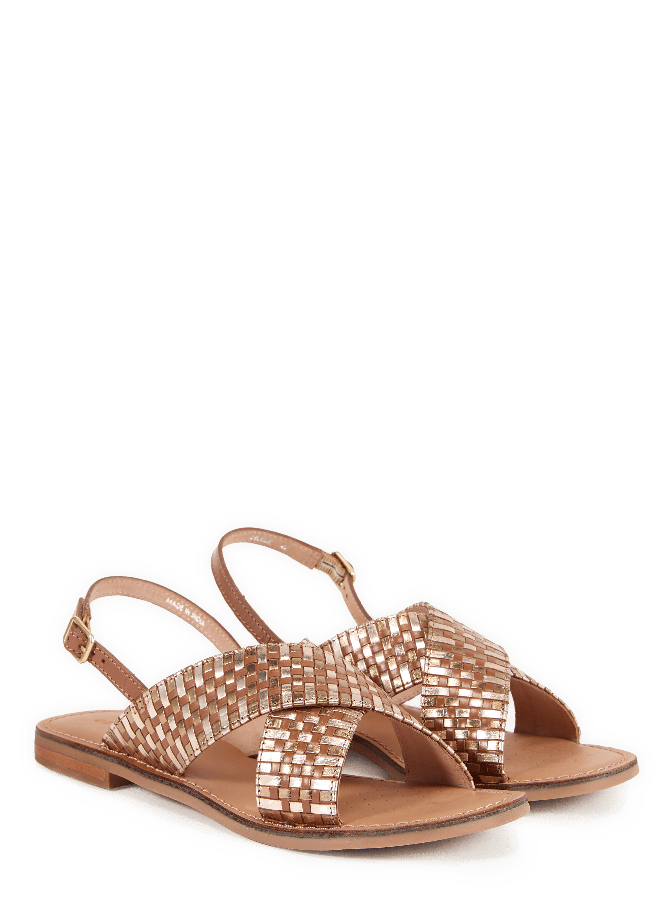 Sandales plates Maddalusia C en cuir GEOX Marron