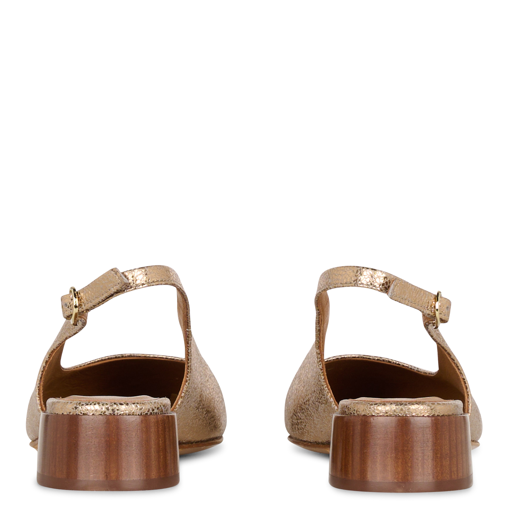 Escarpins slingback en cuir craquelé tao BOBBIES Doré