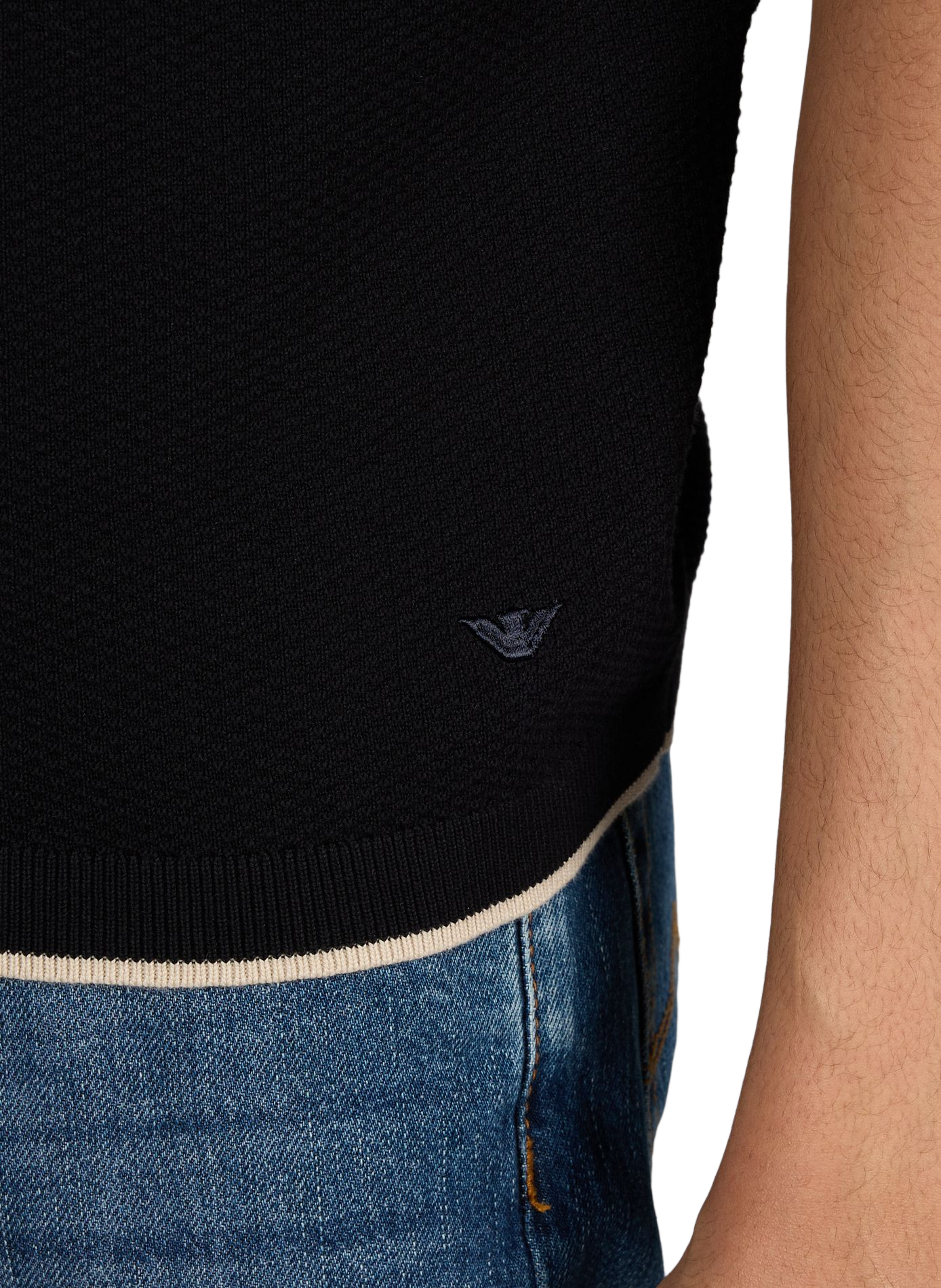 Round neck piqué cotton t-shirt EMPORIO ARMANI Blue