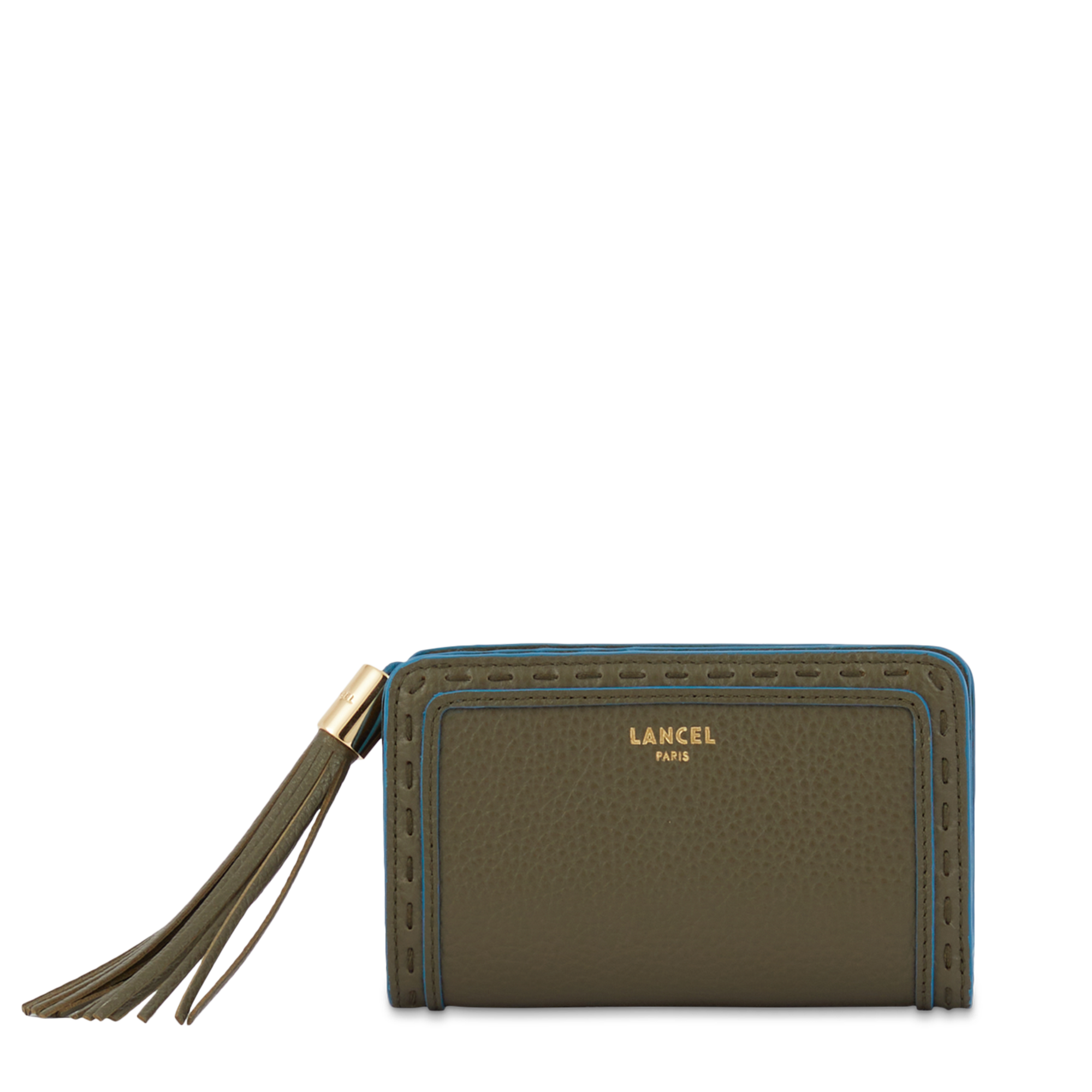 Compact rectangular wallet premier flirt by lancel in leather  Kaki fonce