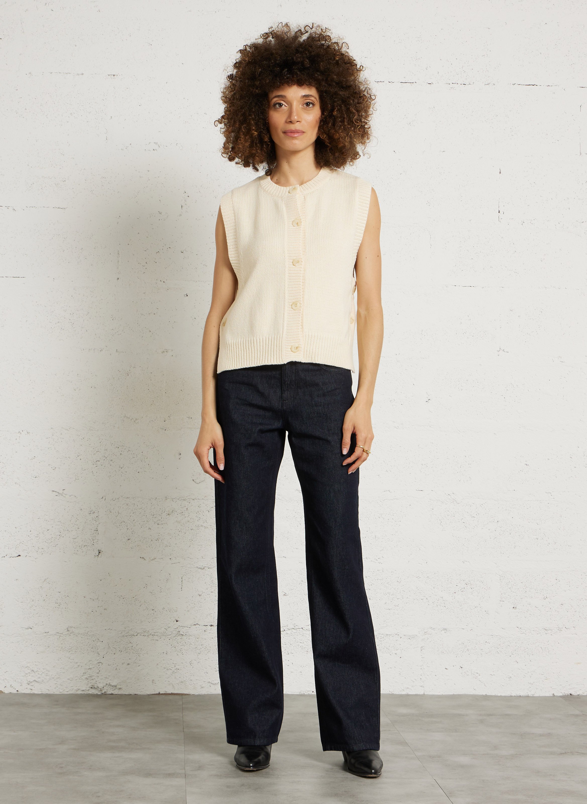 Jean bootcut taille haute en coton livie IKKS Bleu