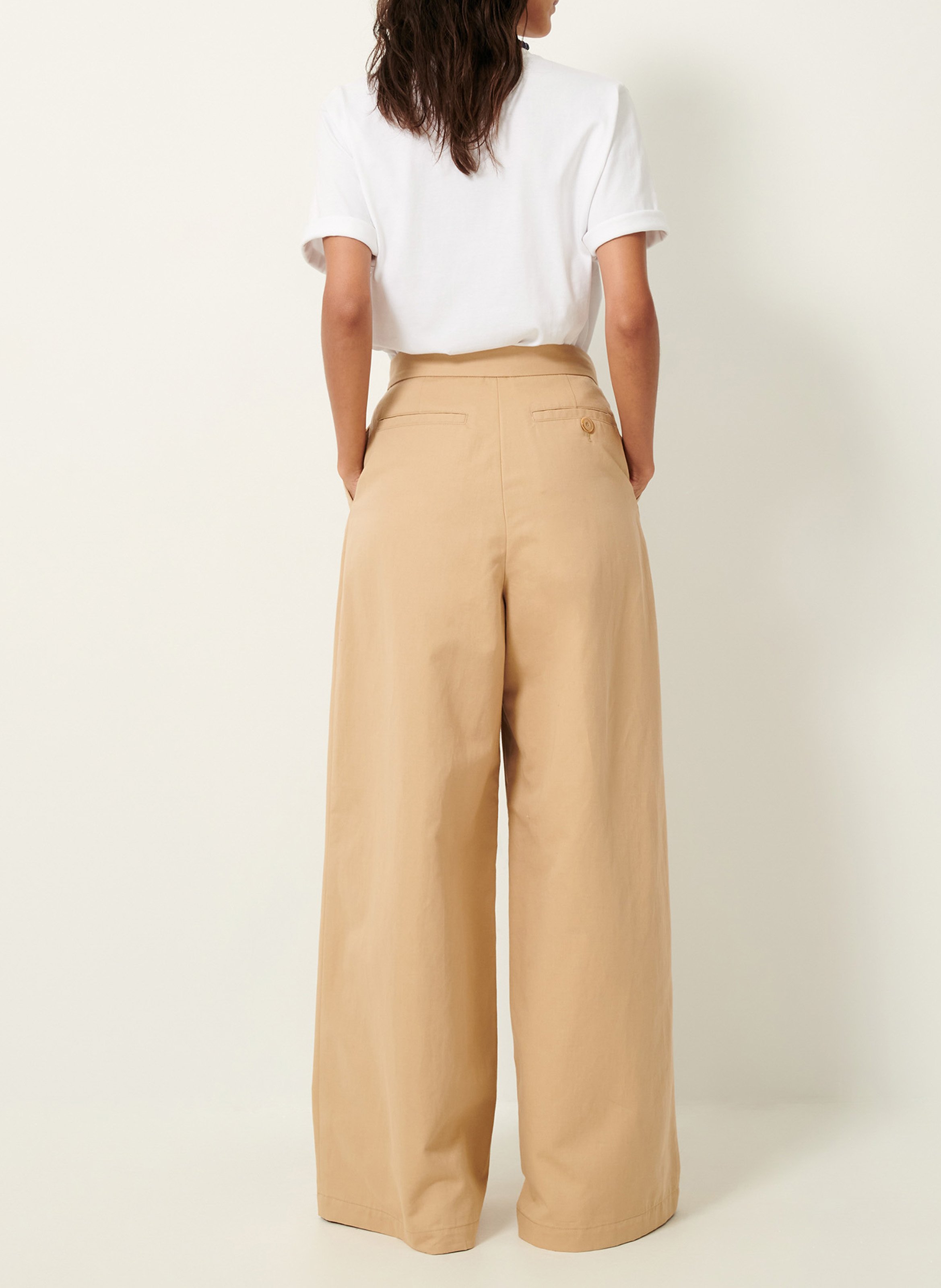Pantalon large en coton mélangé rivera | Beige SESSUN Femme