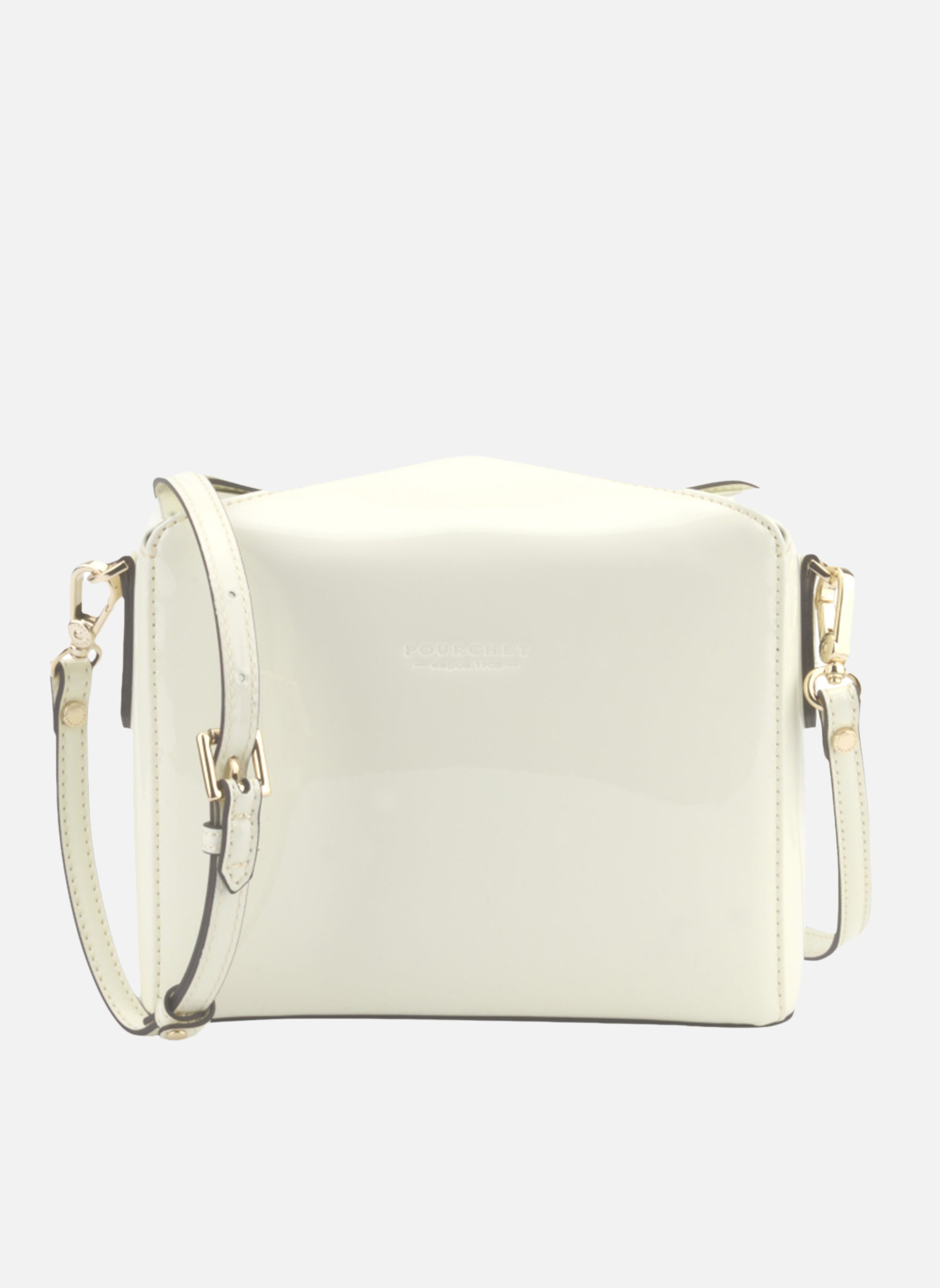 Cassetta vernis | sac porté épaule en cuir de vachette | Blanc POURCHET Femme
