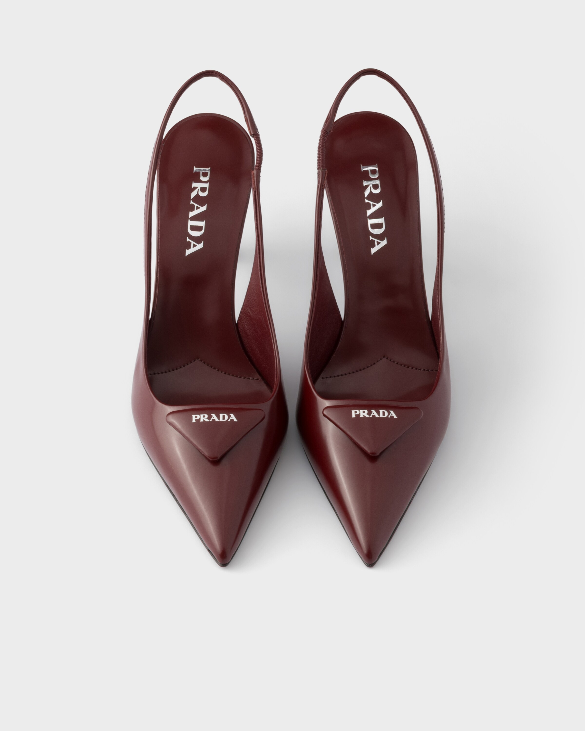Escarpins à bride arrière en cuir brossé PRADA Rouge