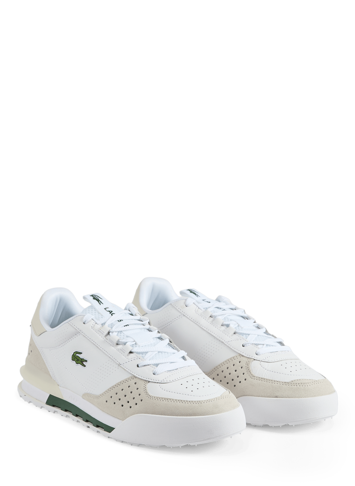 Mixed leather low-top sneakers LACOSTE White