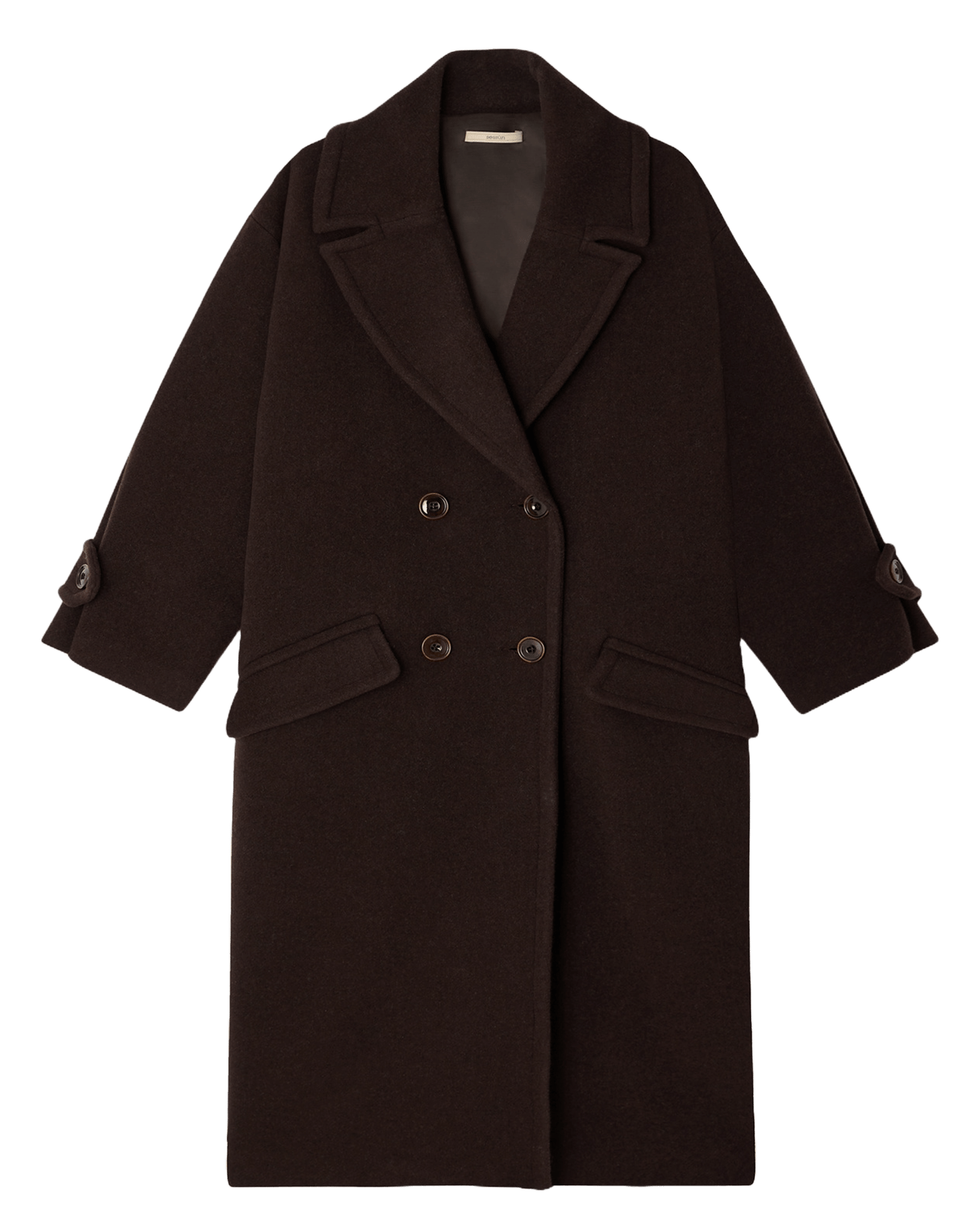 Manteau droit col tailleur en laine mélangée mia SESSUN Marron