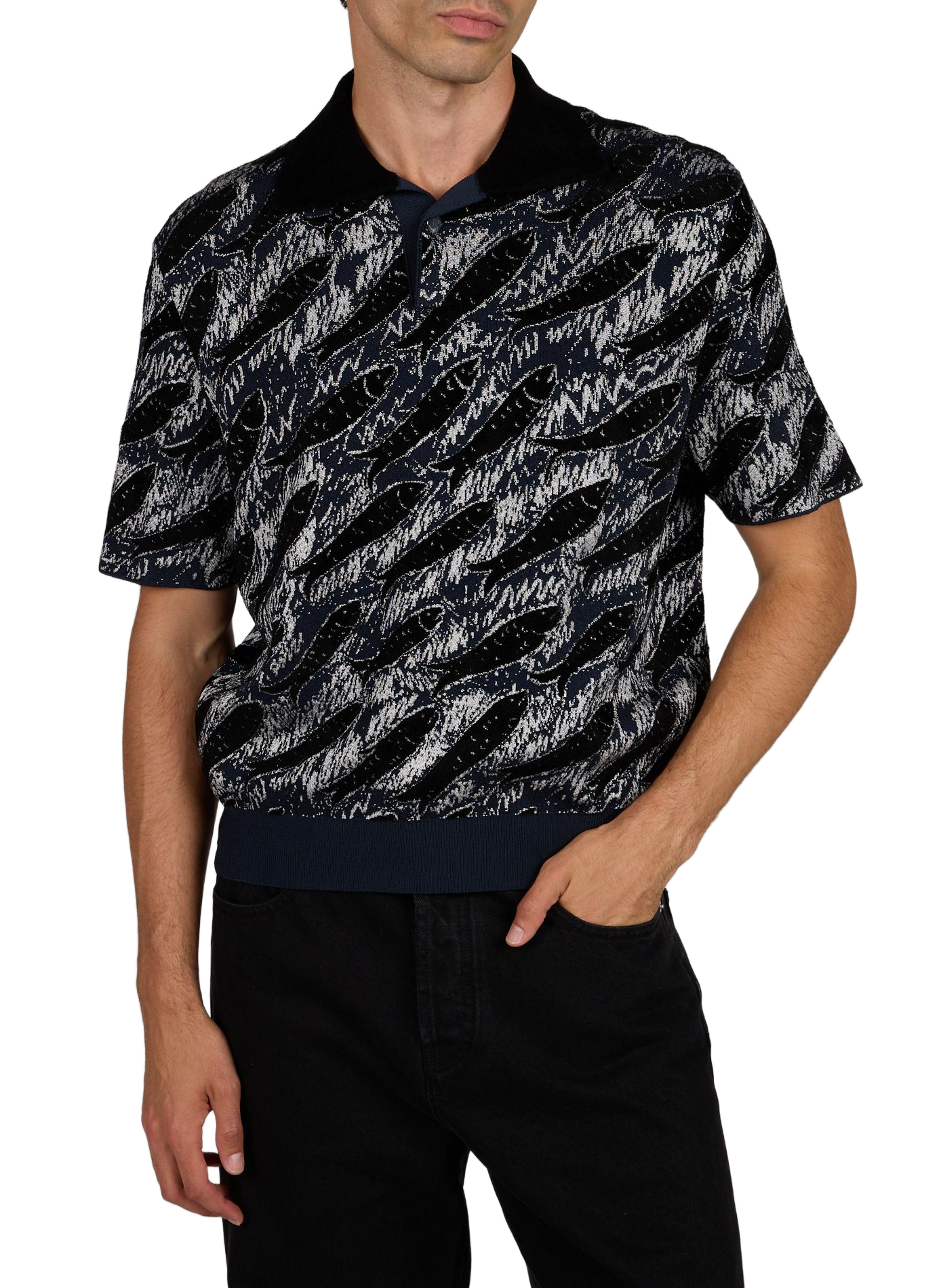 Short-sleeved jacquard polo JACQUEMUS Black