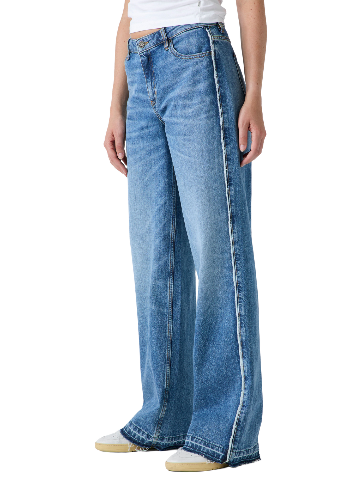 Wide-leg faded cotton-blend jeans GUESS Blue