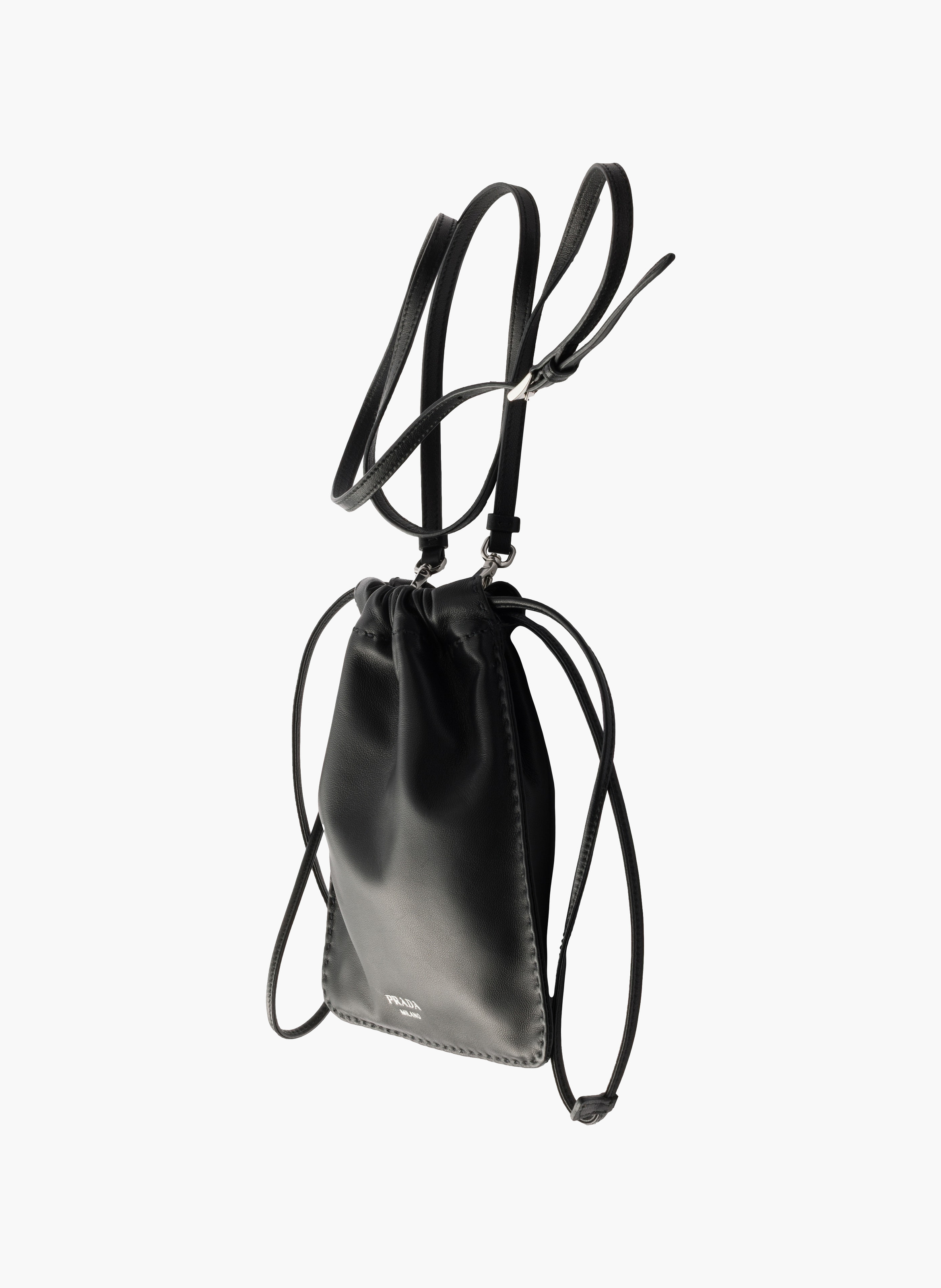 Pochette pour smartphone en cuir nappa PRADA Noir