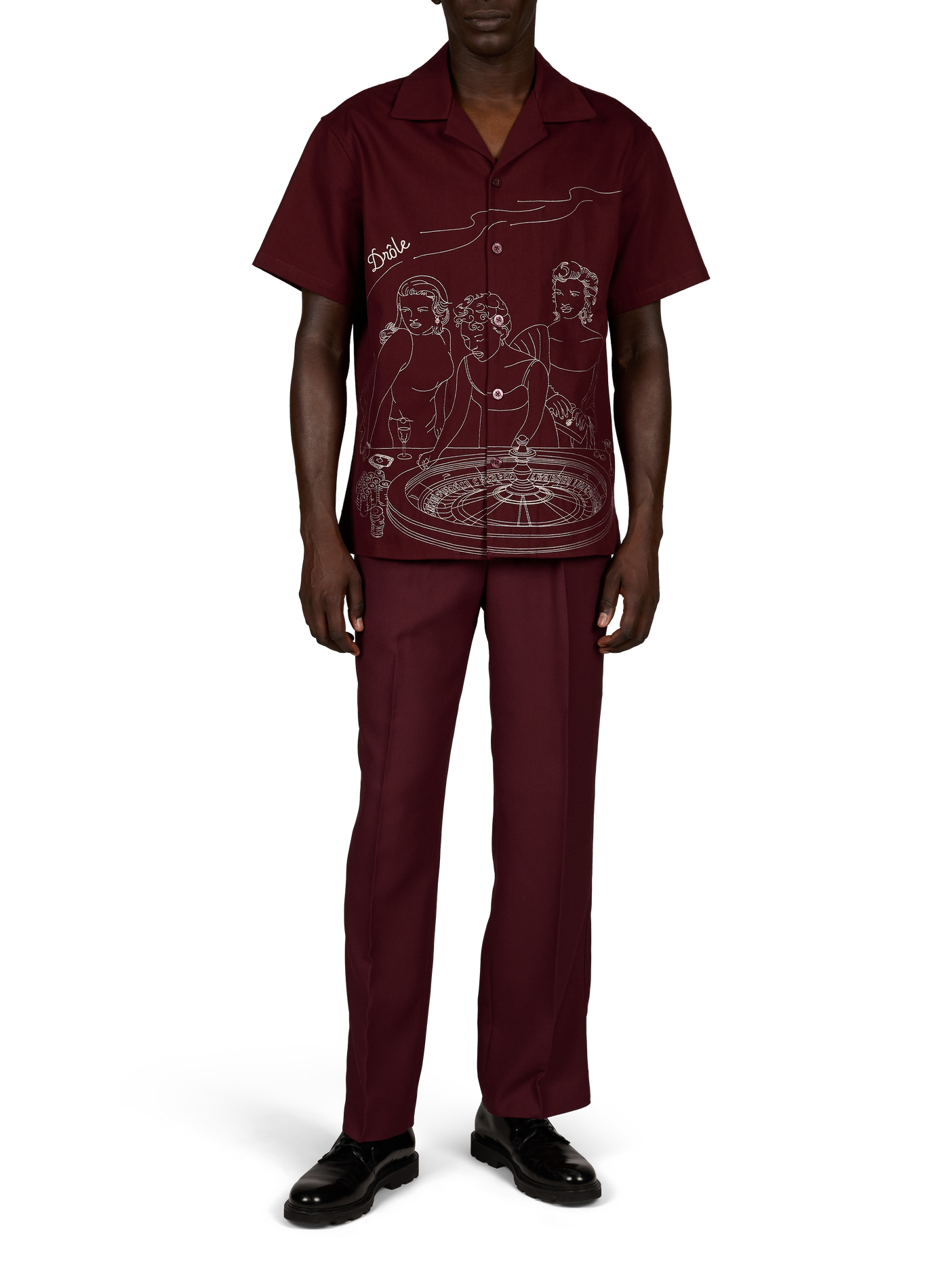 Wide-leg pants with elastic waistband DROLE DE MONSIEUR Red