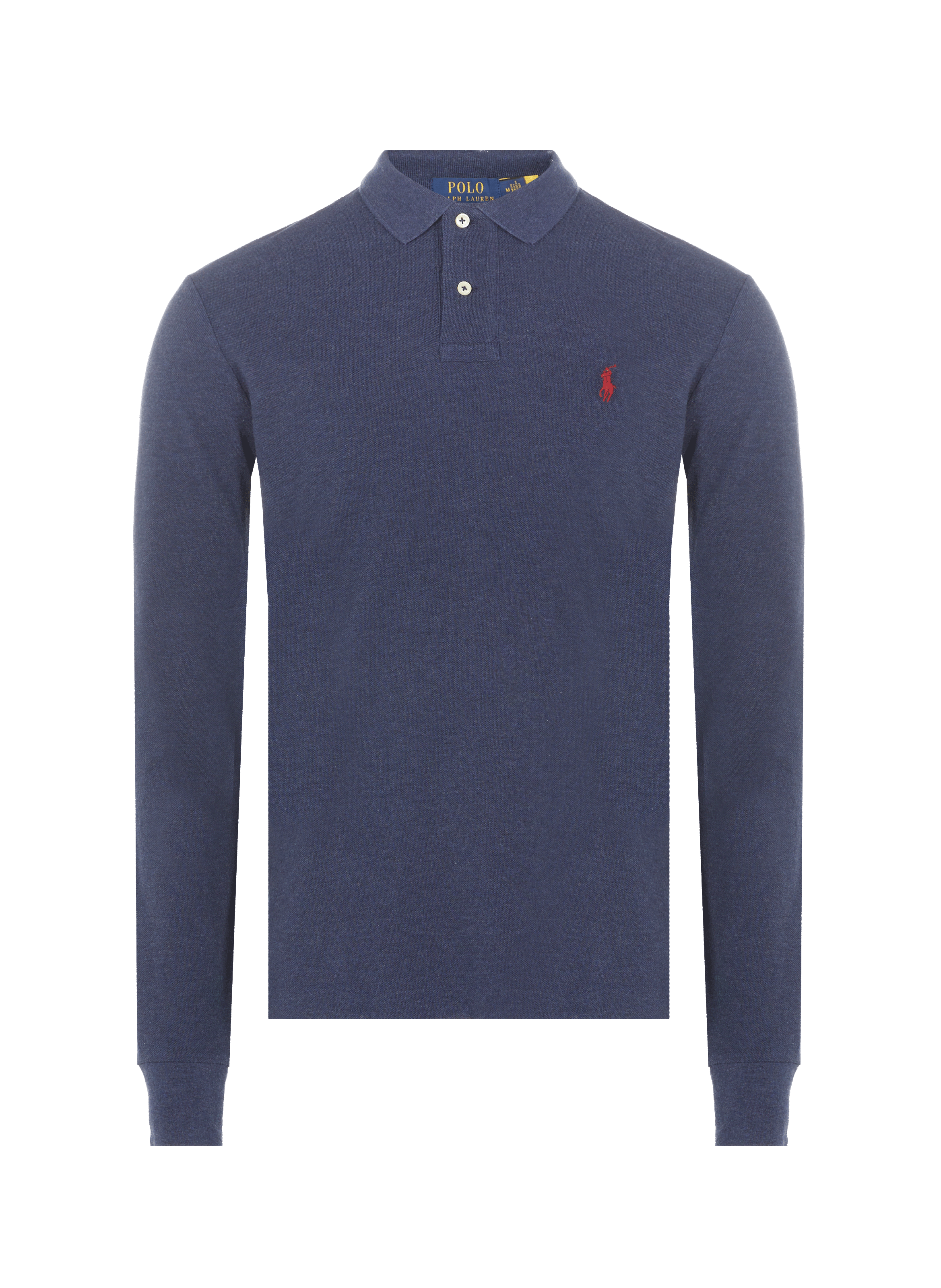POLO RALPH LAUREN Long-sleeved cotton piqué polo shirt Blue