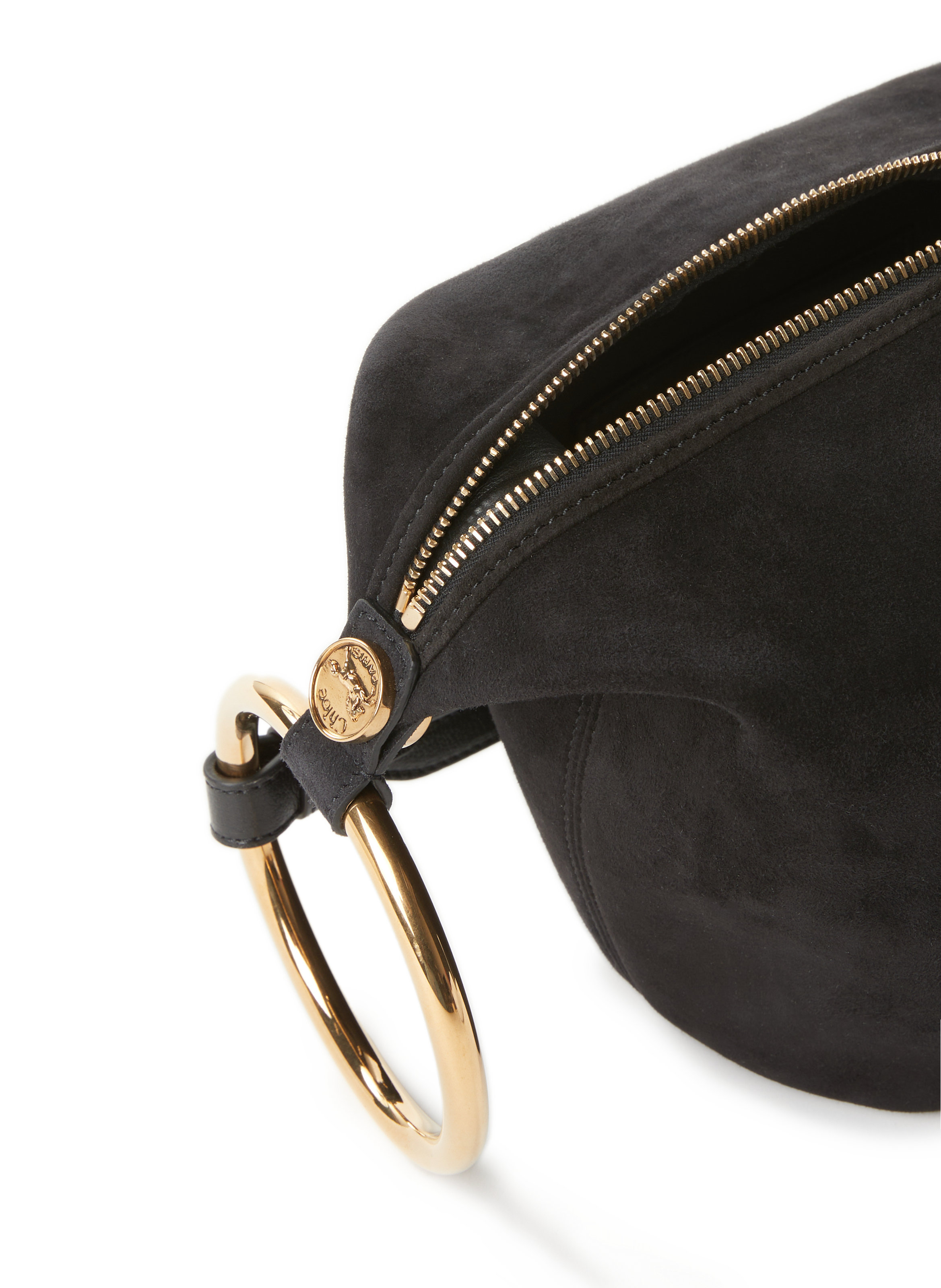 Petit sac à main porté épaule en cuir suédé CHLOÉ Noir