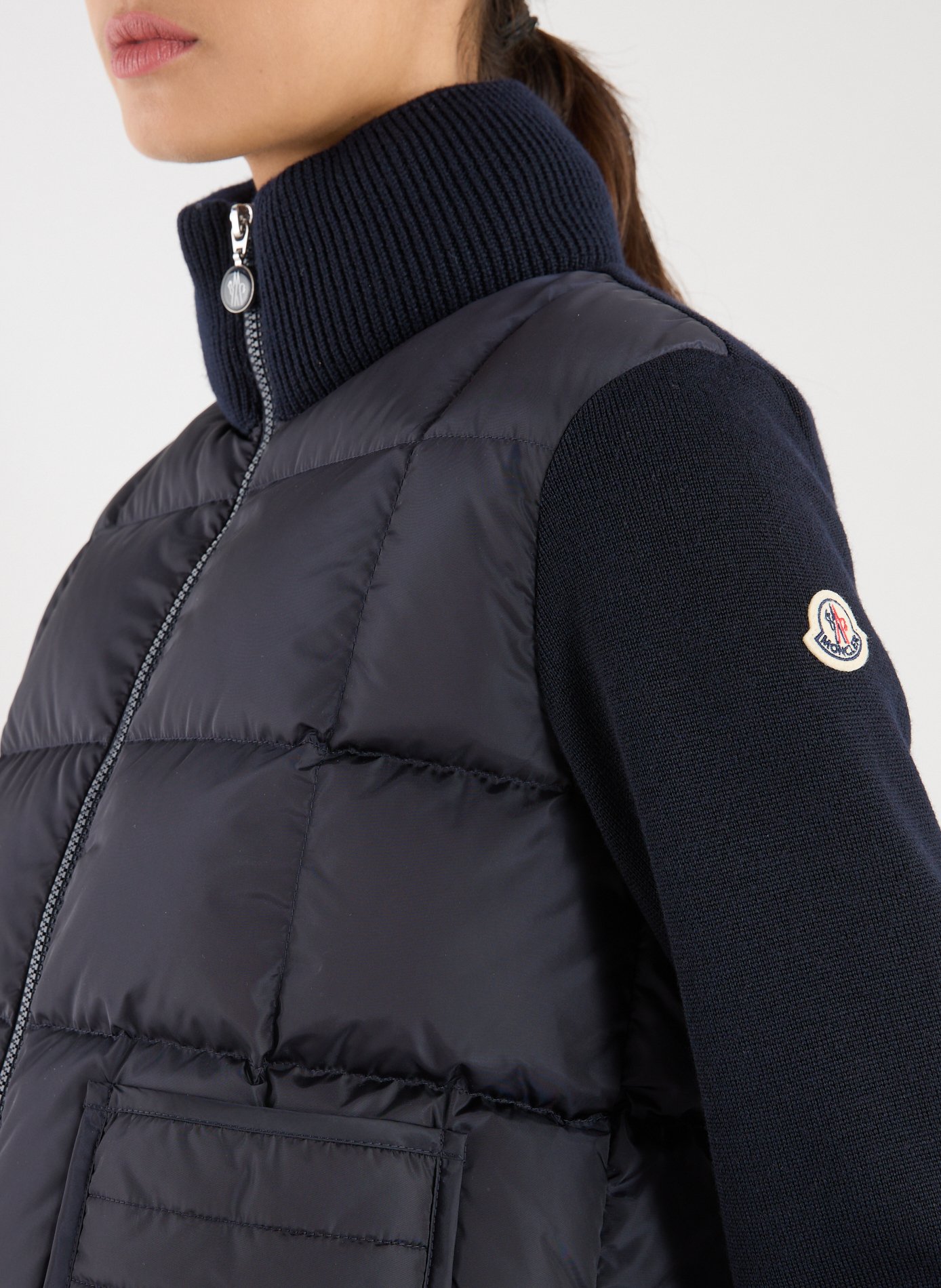 Bi-material blazer jacket MONCLER Blue
