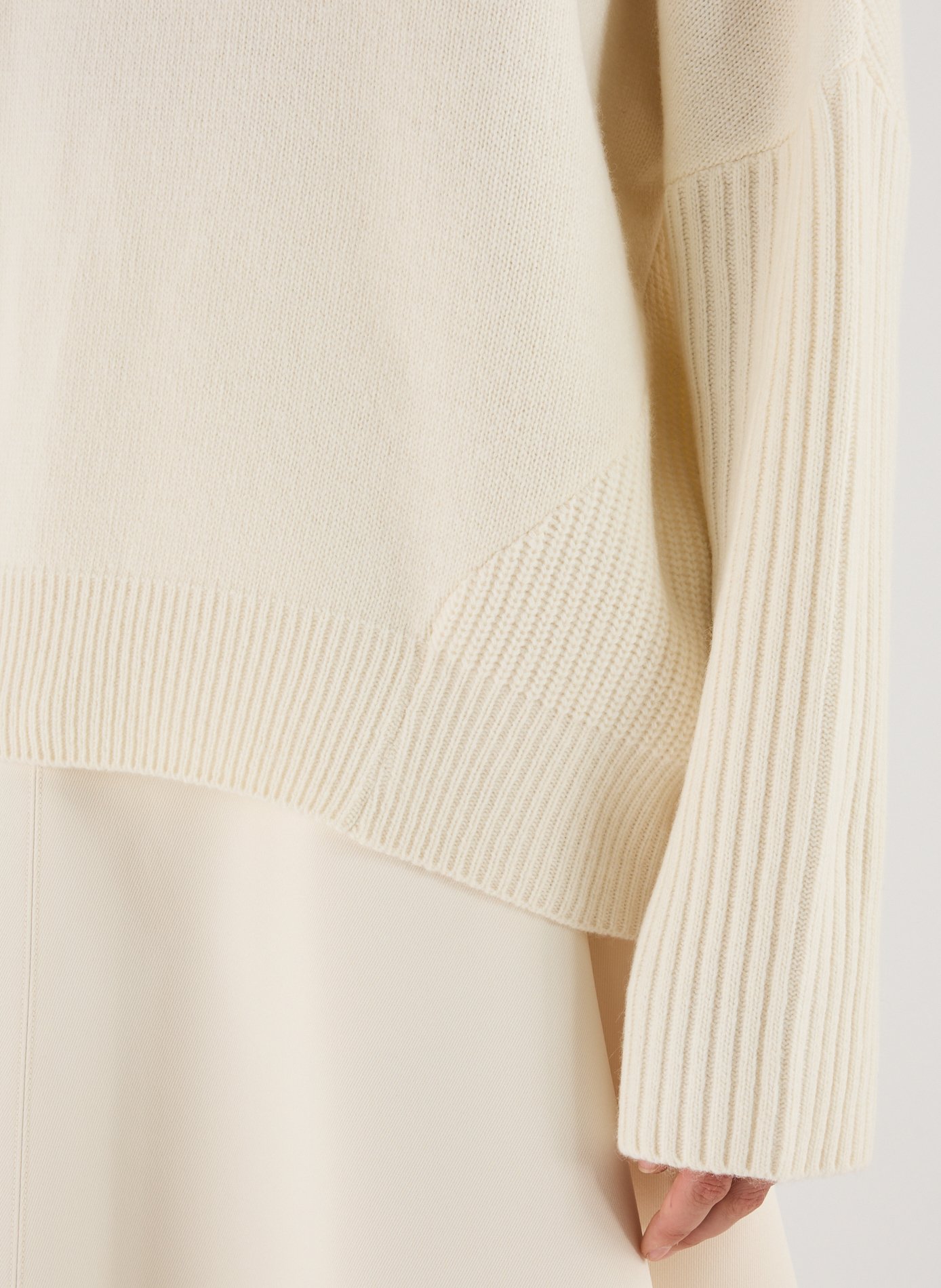 Pull large en coton et cachemire mélangés SANDBEIGE Blanc