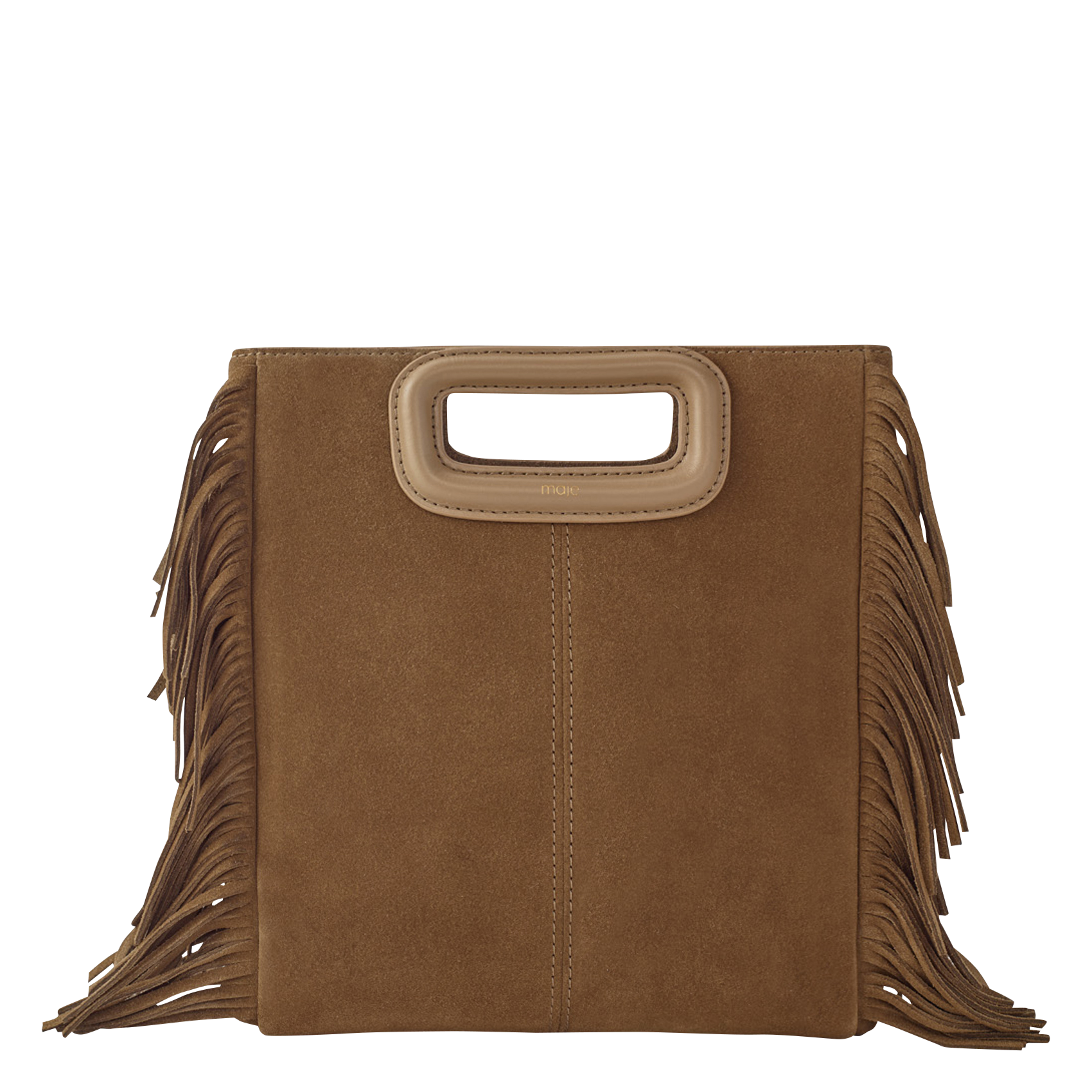 Sac bandoulière à studs en cuir m MAJE Marron