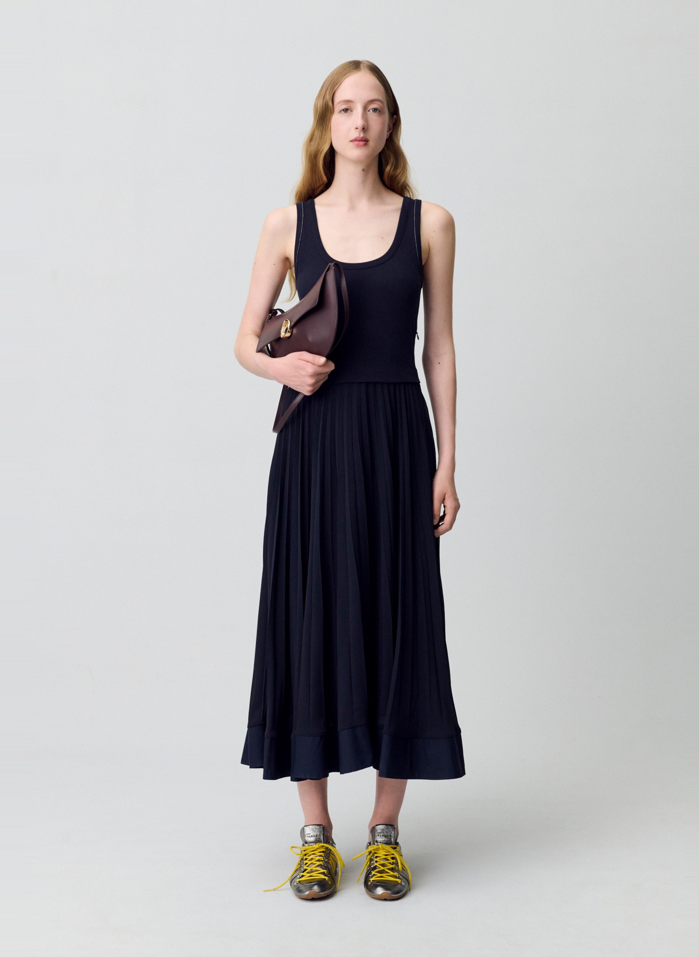 Robe longue plissée Bleu