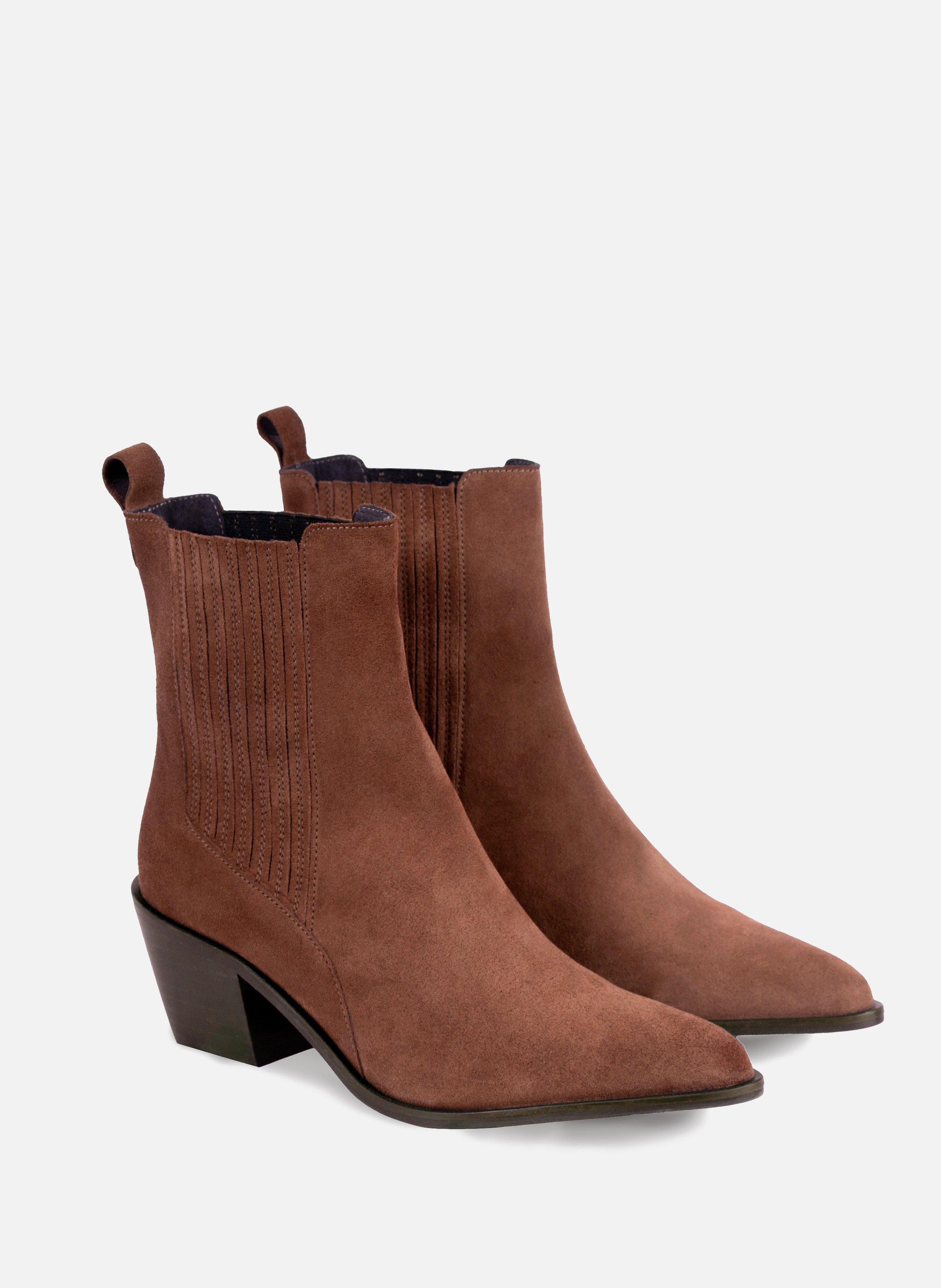 Bottines santiag cuir daim JULES & JENN Marron
