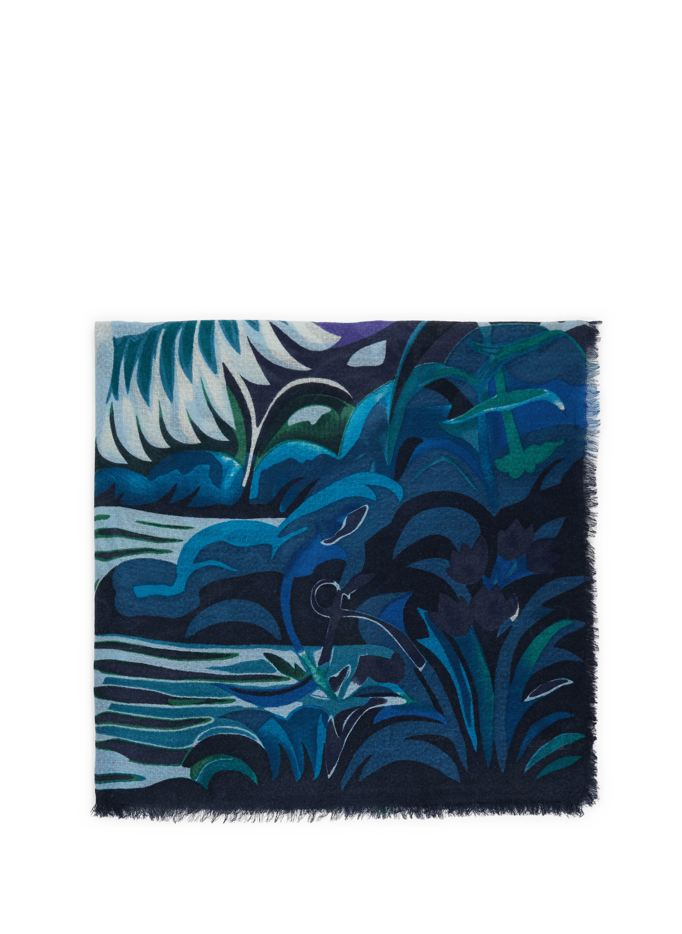PETRUSSE Echarpe à motif en laine et soie  Bleu