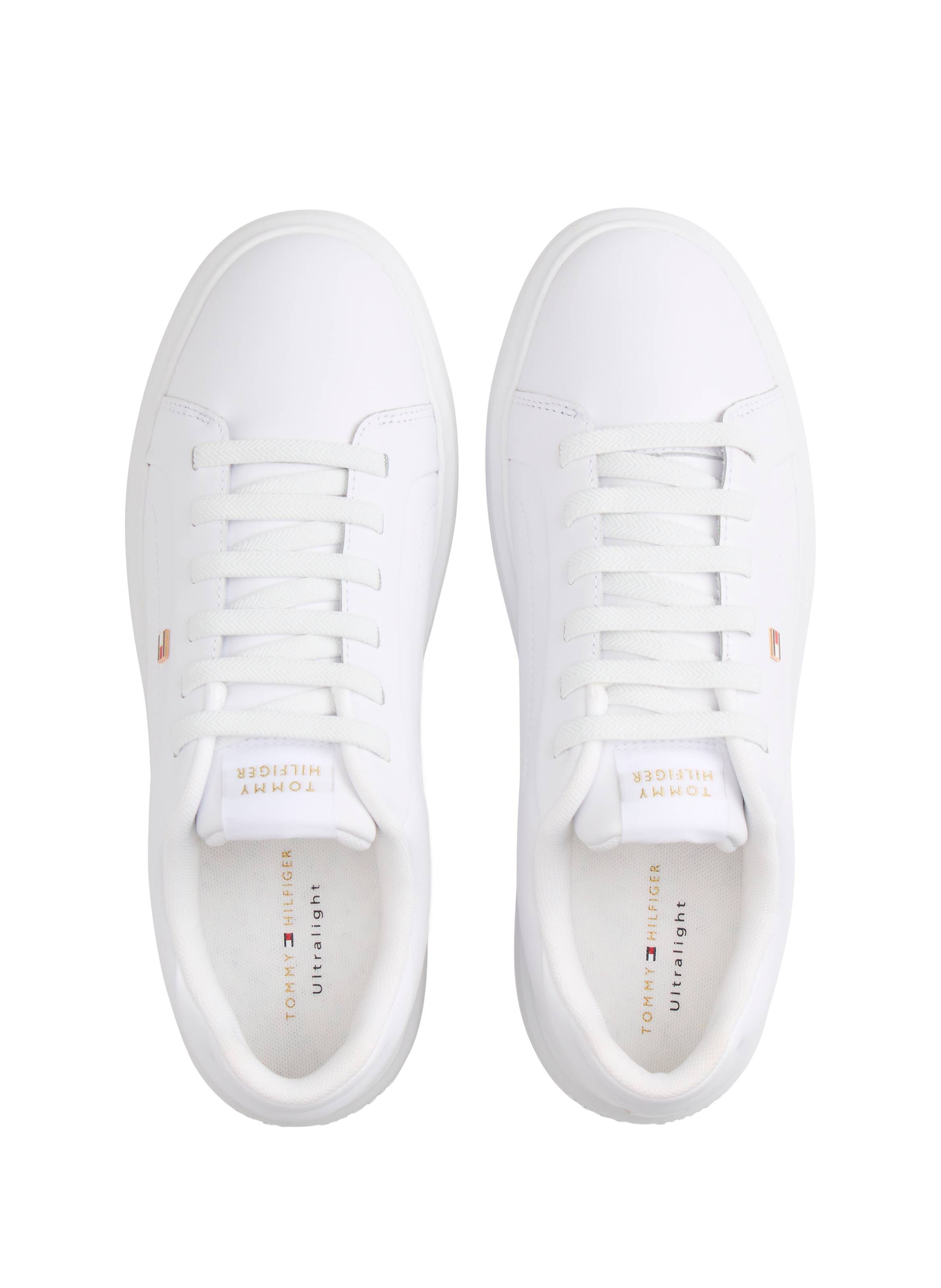 Low-top leather lace-up sneakers TOMMY HILFIGER White