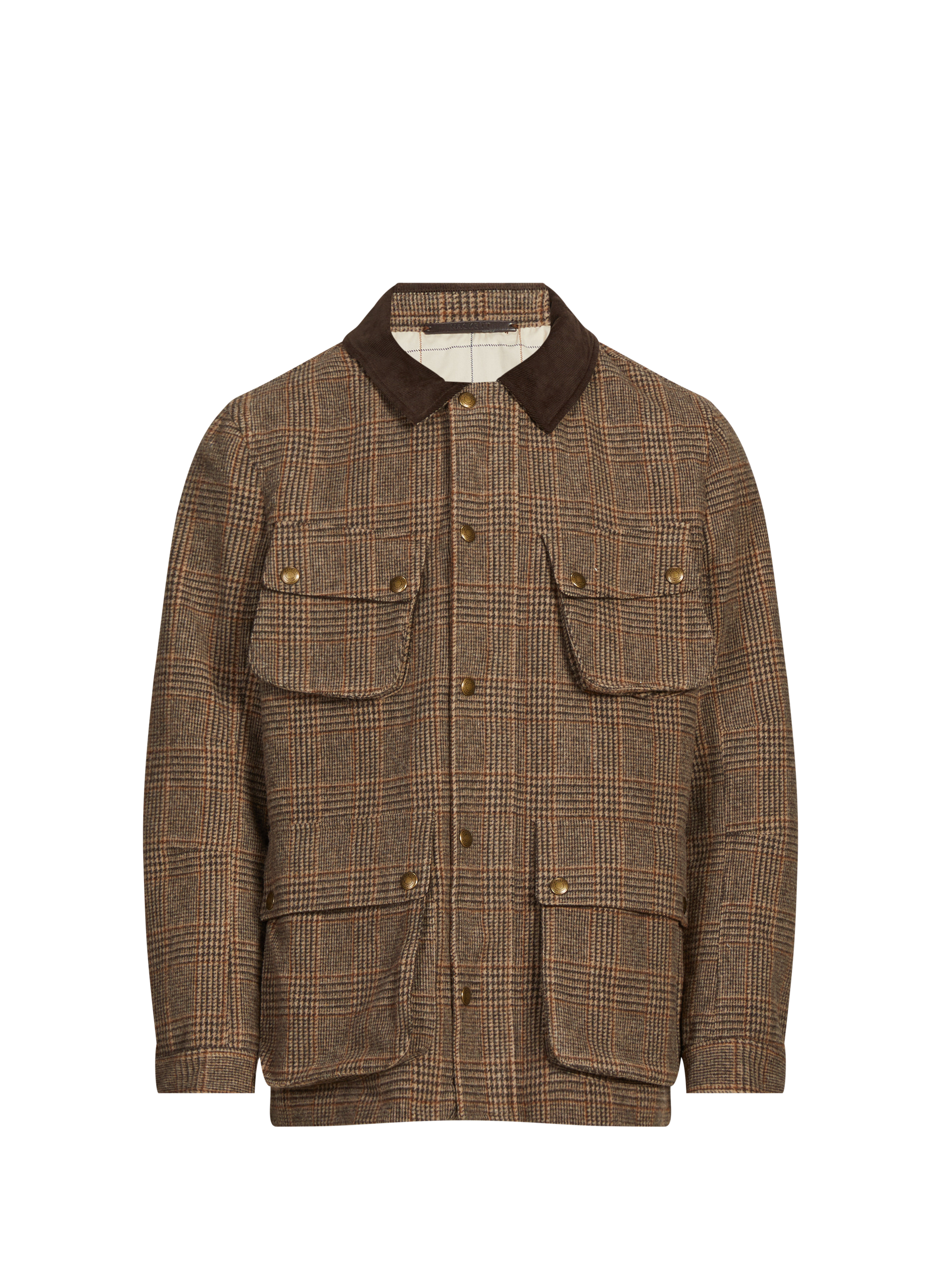 HACKETT Checked jacket with classic collar in mixed wool Beige