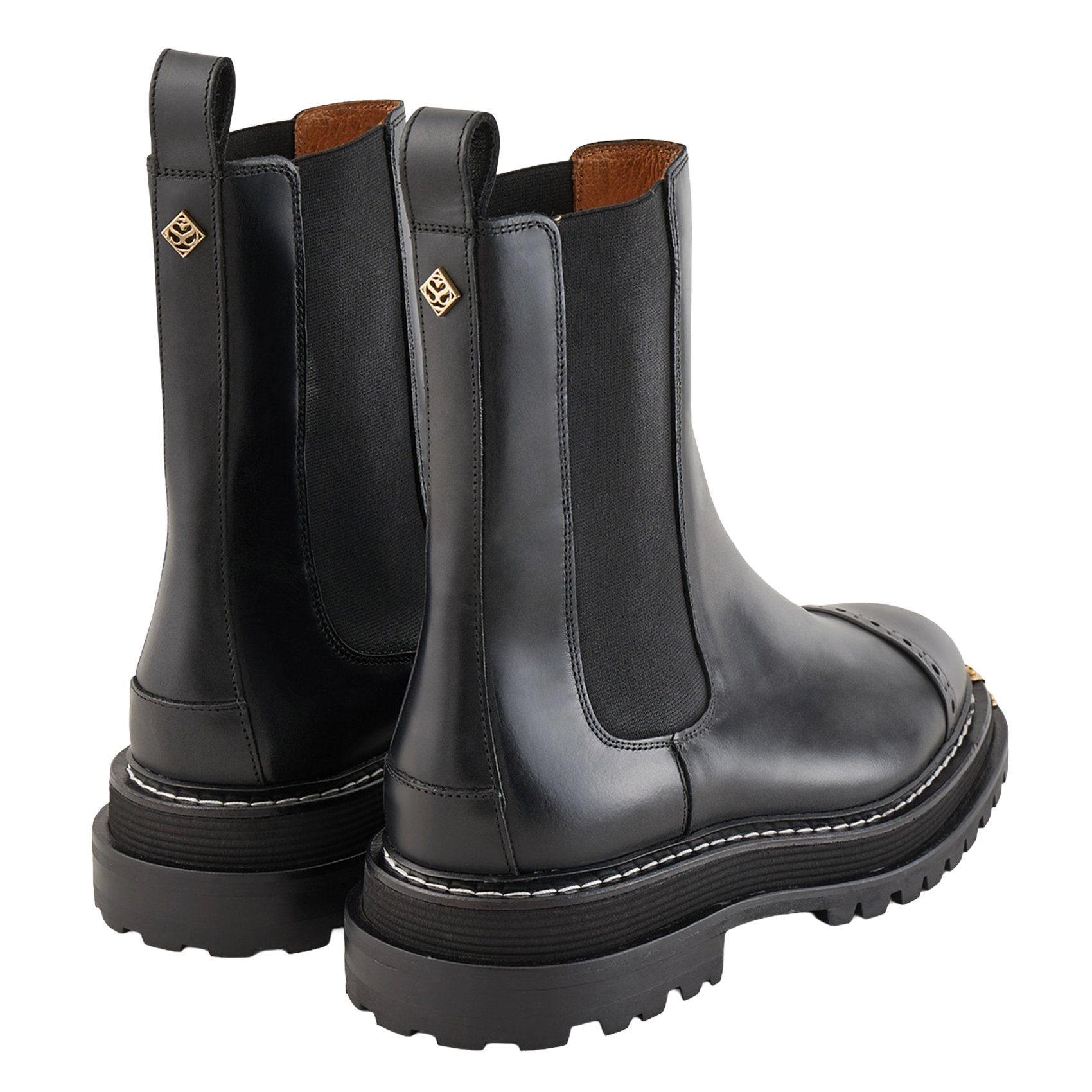 Bottines chelsea à détail métallique en cuir SANDRO Noir