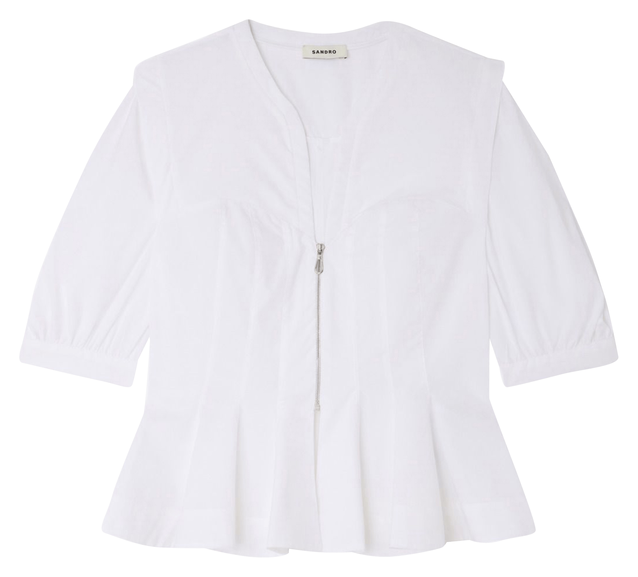 Blouse col v en coton SANDRO Blanc